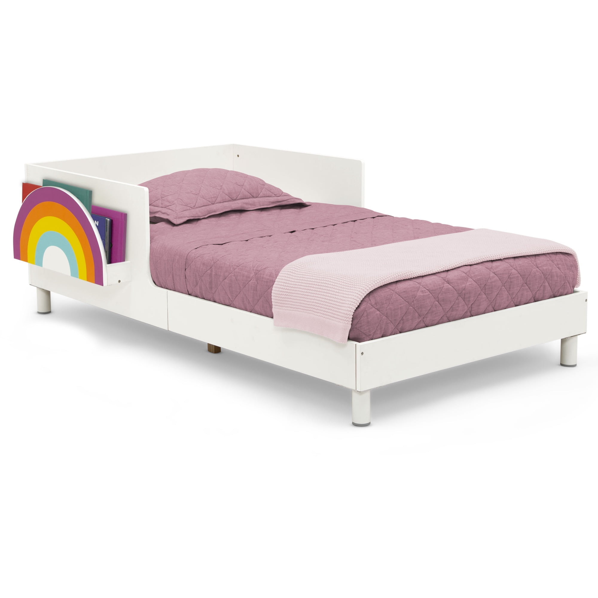 (3 pack) Delta Children Sleep N Store Toddler Bed with Interchangeable Shelf (Choose from Rainbow, Dinosaur or White Shelf), White - Image 5