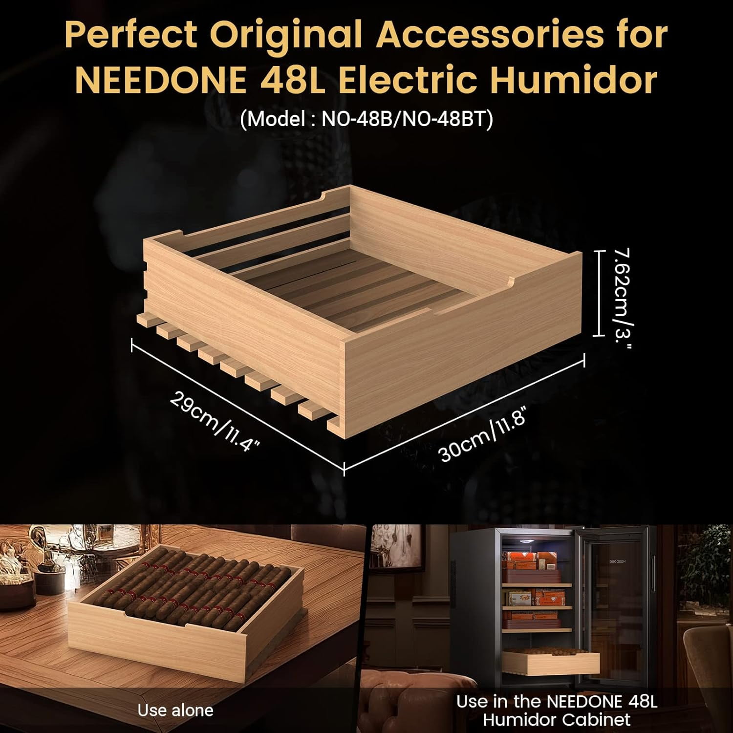 NEEDONE Spanish Cedar Wood Tray Shelf Drawer for 48L Cigar Cooler/Heating Humidor - Image 2