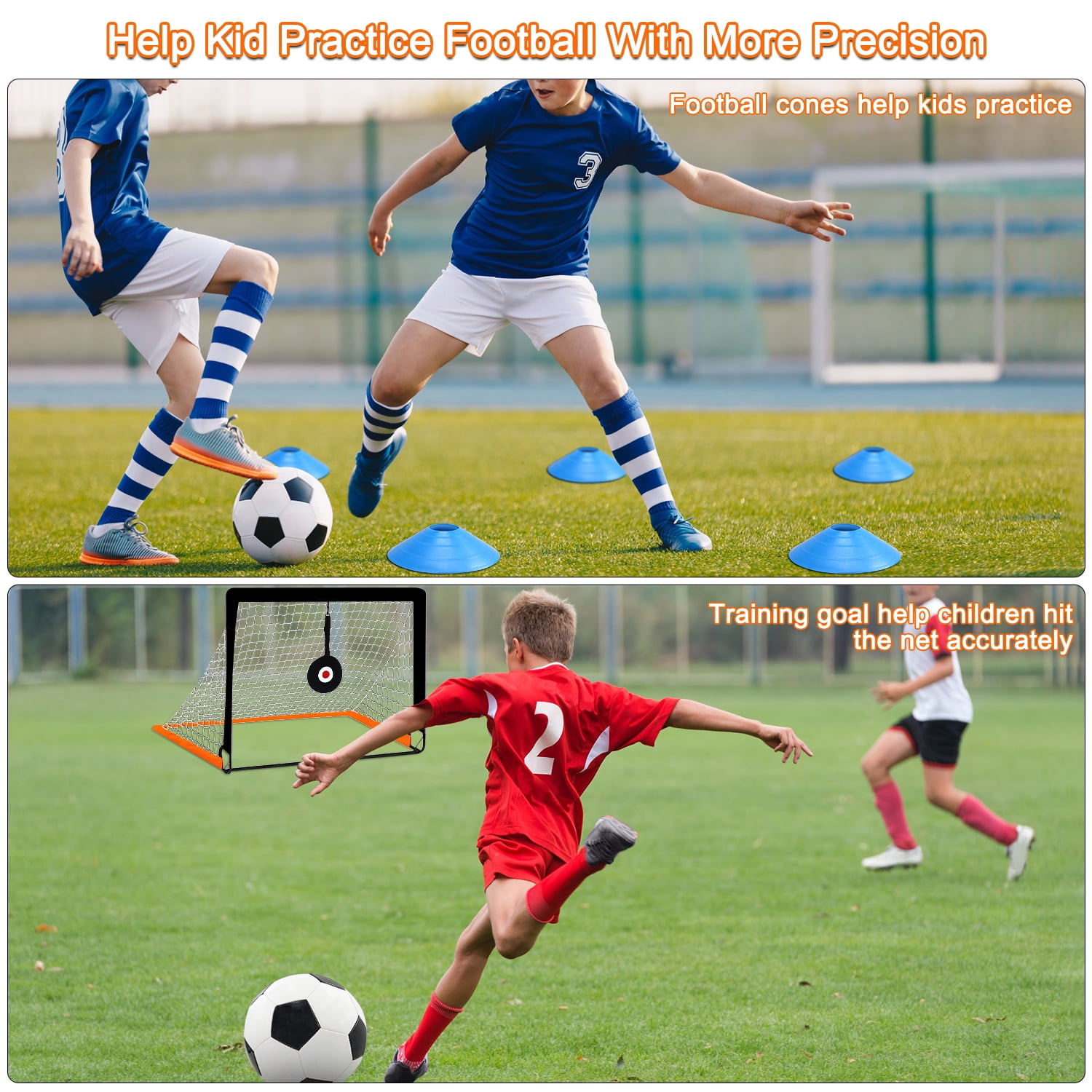 Fisca Kids Soccer Goals, 4'x3' Pop-up Soccer Practice Equipment with Ball, Agility Ladder and Cones, Kids Football Goal for Backyard Practice & Training, Outdoor Sports Games - Image 7