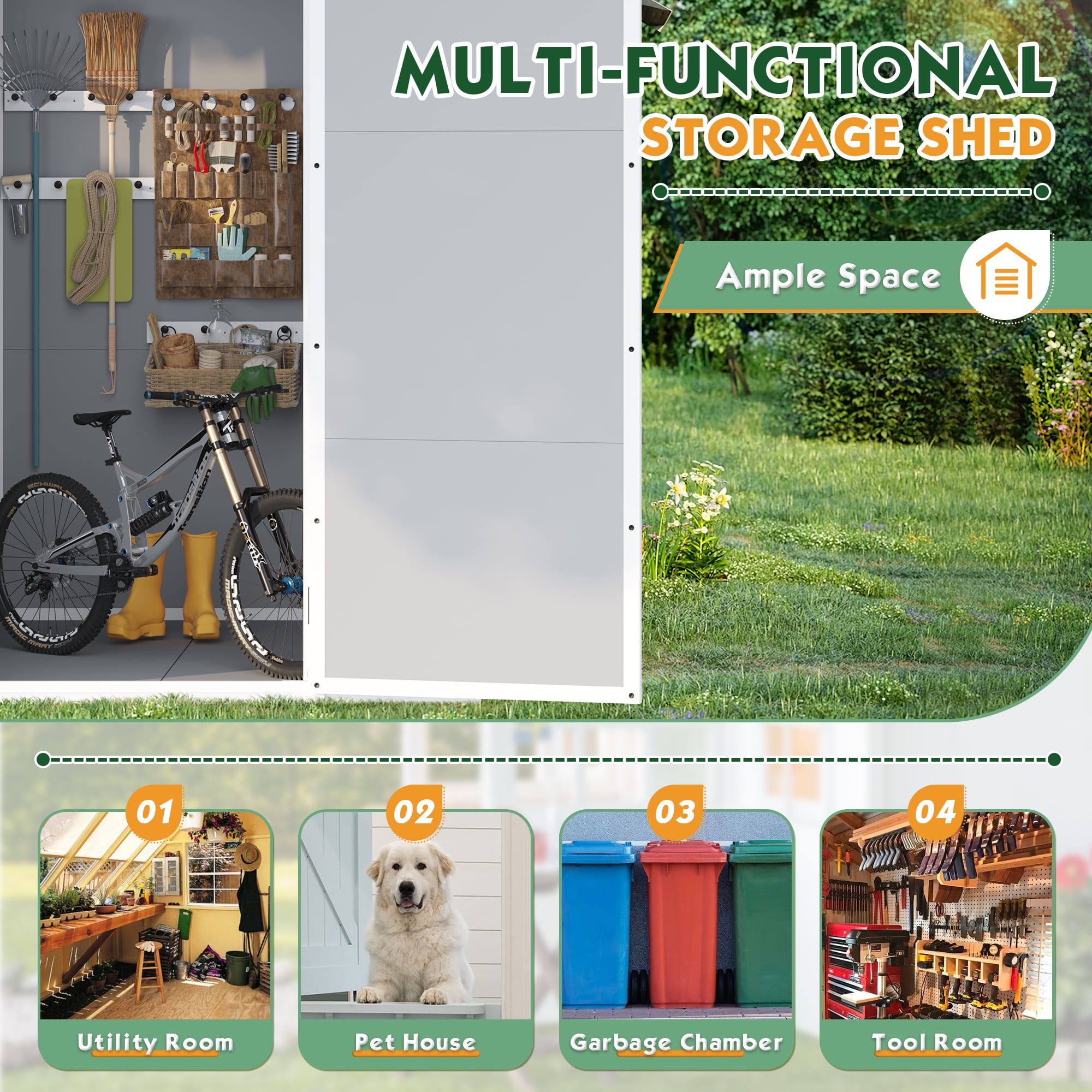 Vineego 5' x 4' Resin Weather Resistant Outdoor Storage Shed for Garden/Backyard/Pool Tool Shed, Gray - Image 5