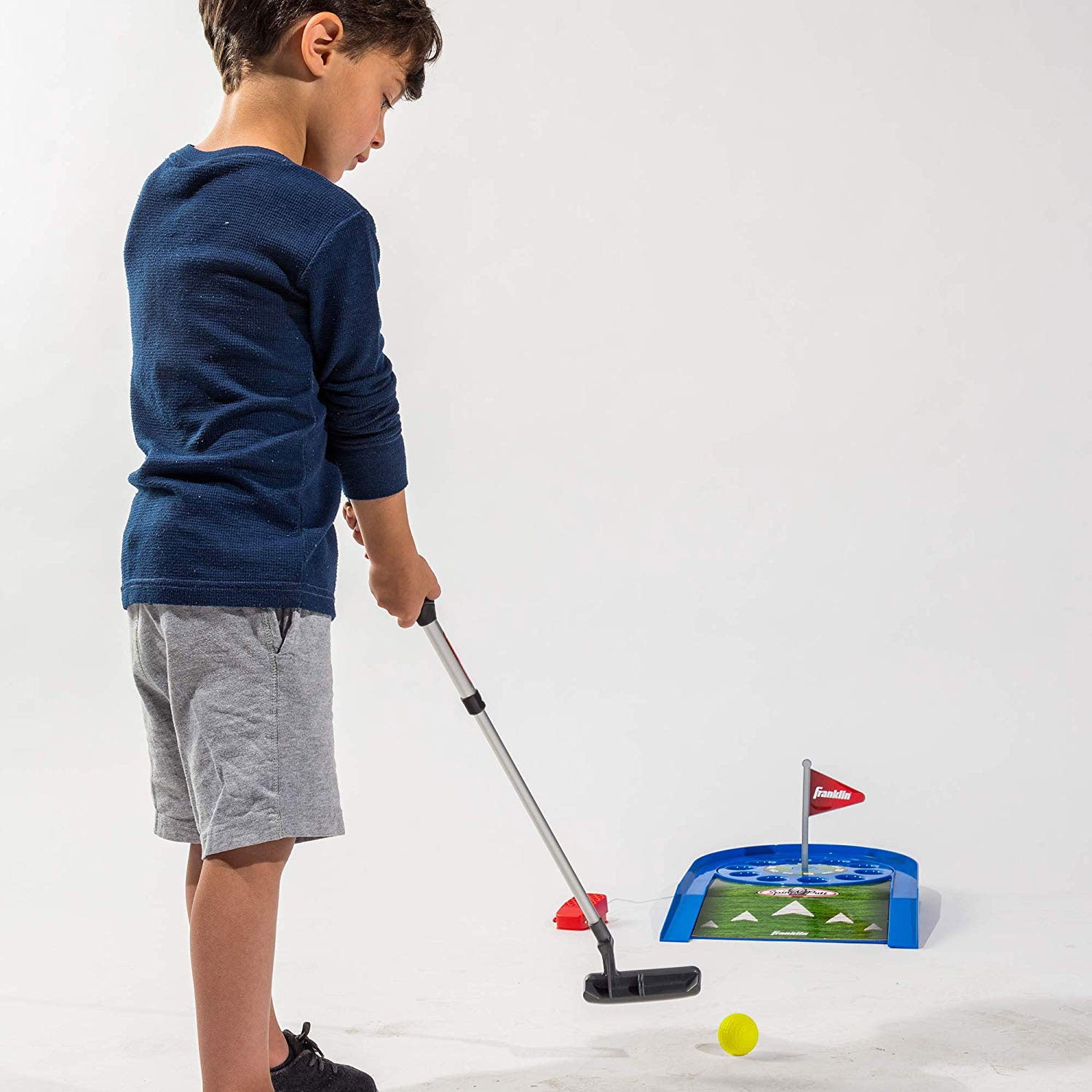 Franklin Sports Kids Indoor Spin N Putt Golf Set with Putter and 10 Golf Balls - Image 4