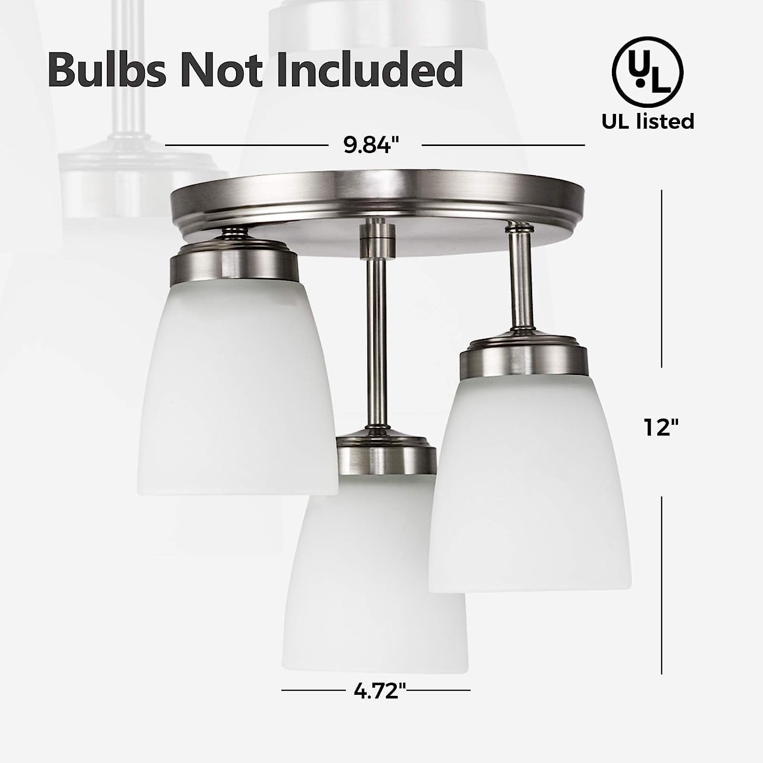 GZBtech 3-Lights Semi Flush Mount Ceiling Light, Modern Brushed Nickel Ceiling Hallway Light Fixtures for Entrance Closet Kitchen Laundry Room Bedroom - Image 4