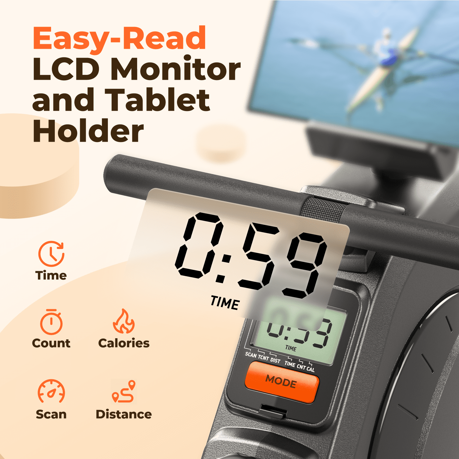 YOSUDA Magnetic Rowing Machine 350 LB Weight Capacity - Foldable Rower for Home Use with Bluetooth, App Supported, Tablet Holder and Comfortable Seat Cushion - Image 6