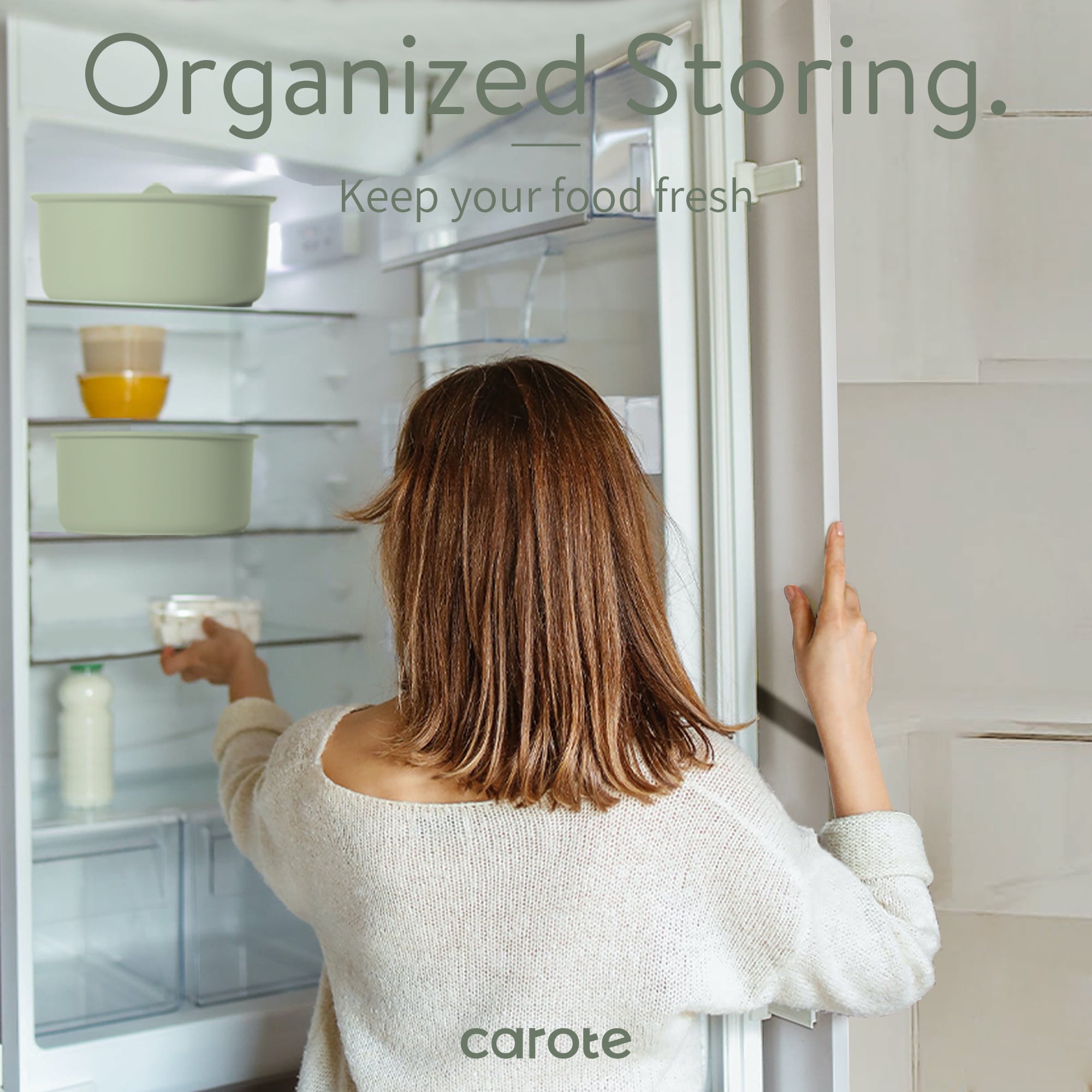 Carote 5 Pcs Pots and Pans Nonstick, Cookware Set with Detachable Handles, Oven Safe, Induction Ready, Stackable Kitchen Cooking Set, Green - Image 3