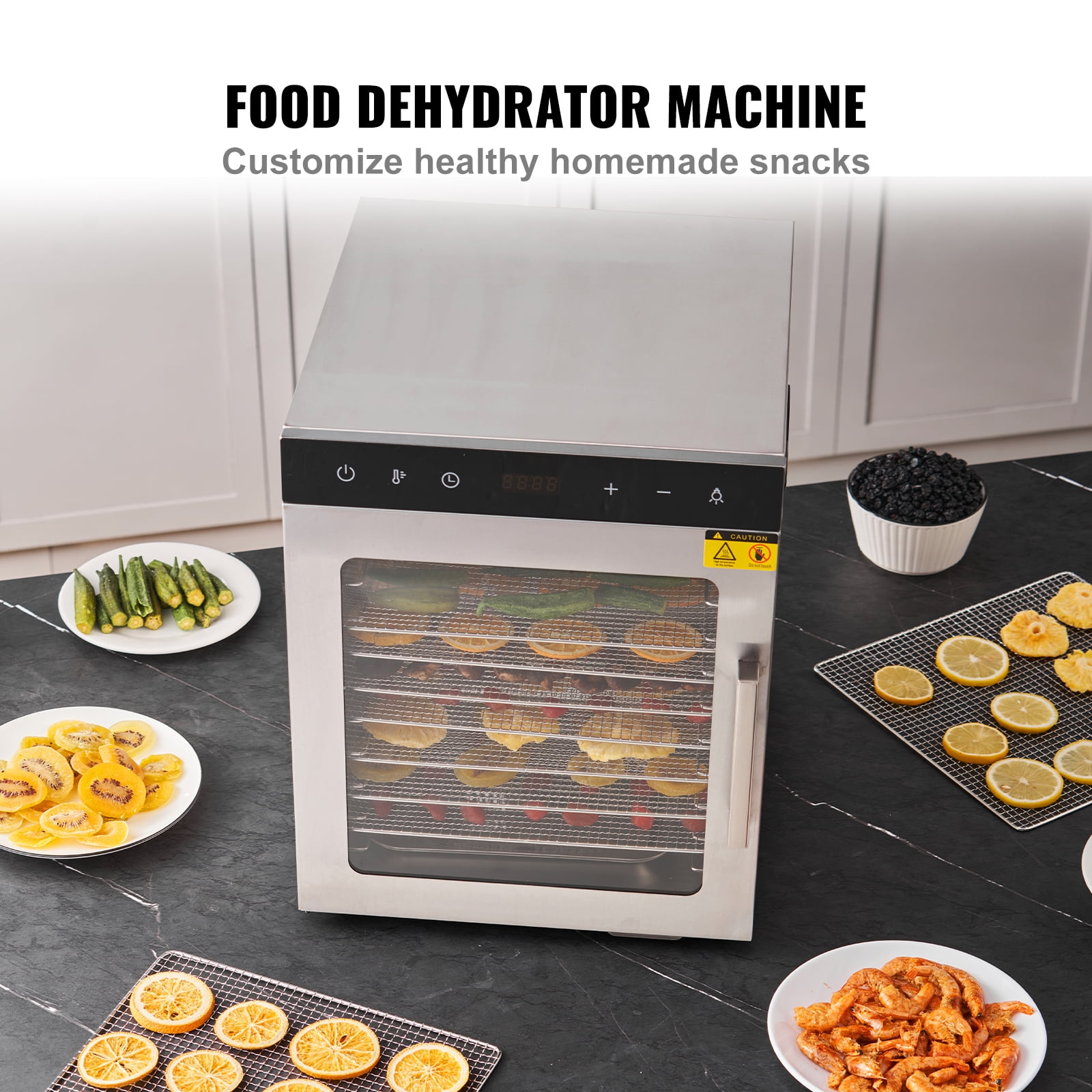 KFFKFF 10 Tray Food Dehydrator Machine, Made of Stainless Steel, 800W Power, Ideal for Drying Jerky and Fruits - Image 3