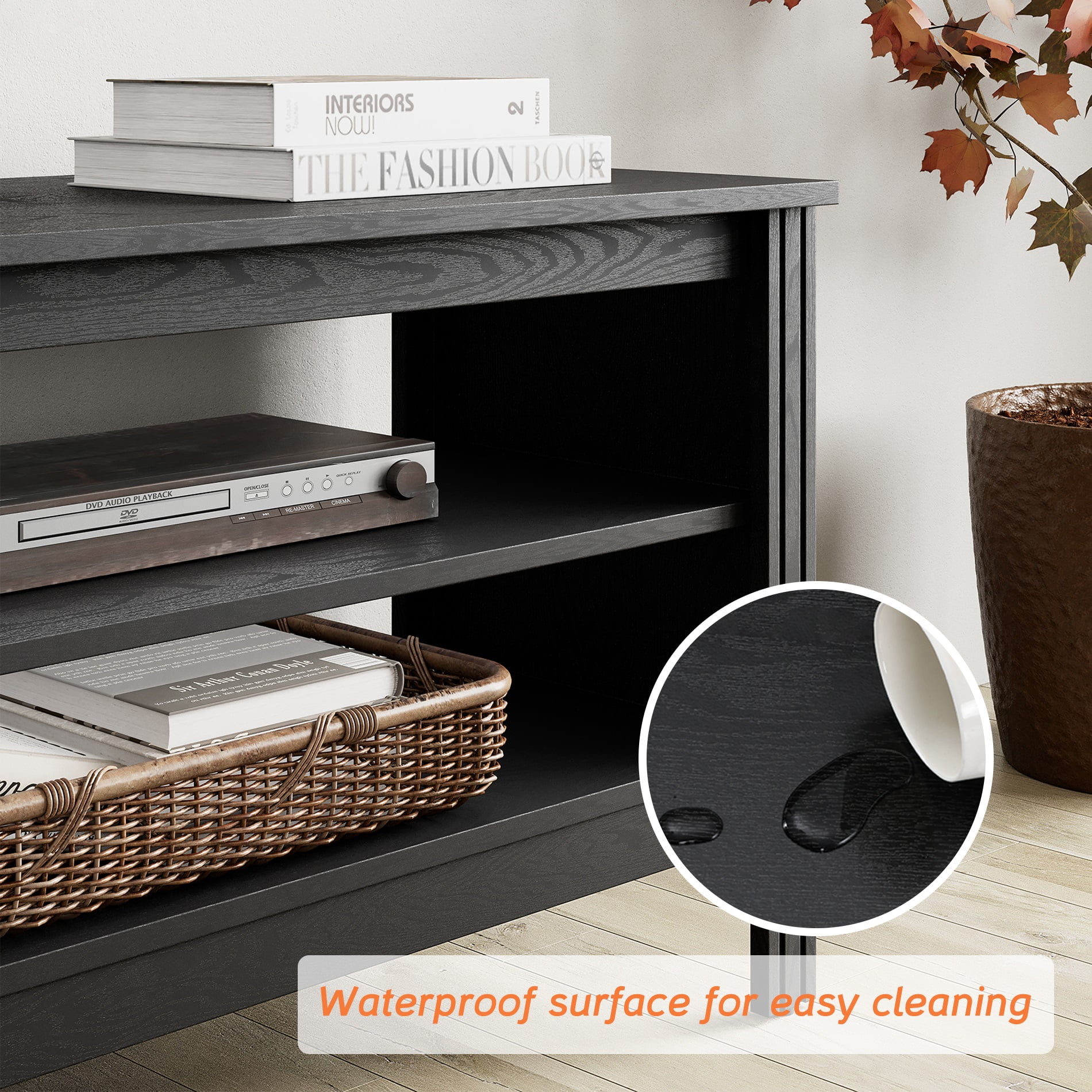 TV Stand for 75 inch TV Entertainment Center , Wood Modern TV Console Storage for 80 70 65 inch TV for Living Room Bedroom, Black, 70 inch - Image 4