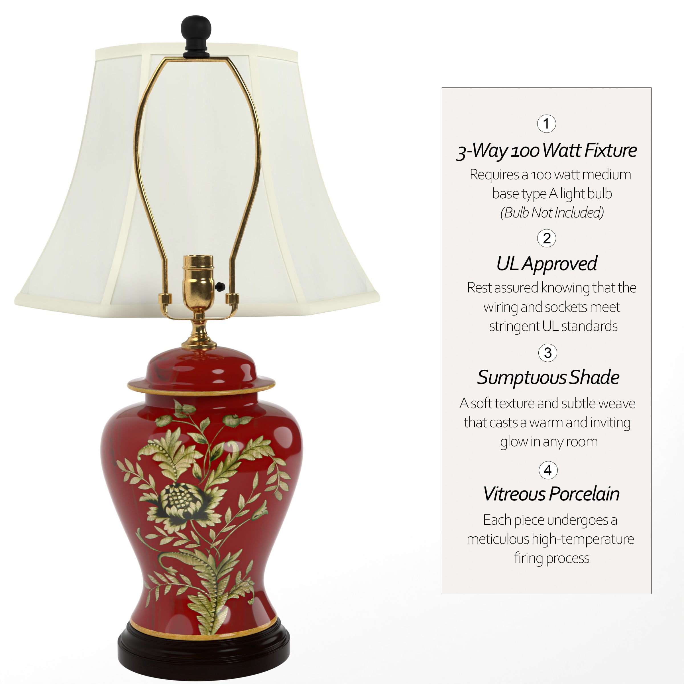 Oriental Furniture 22.5" Golden Foliage Porcelain Lamp, decorative lamp, table lamp, any occasion, any room item - Image 3