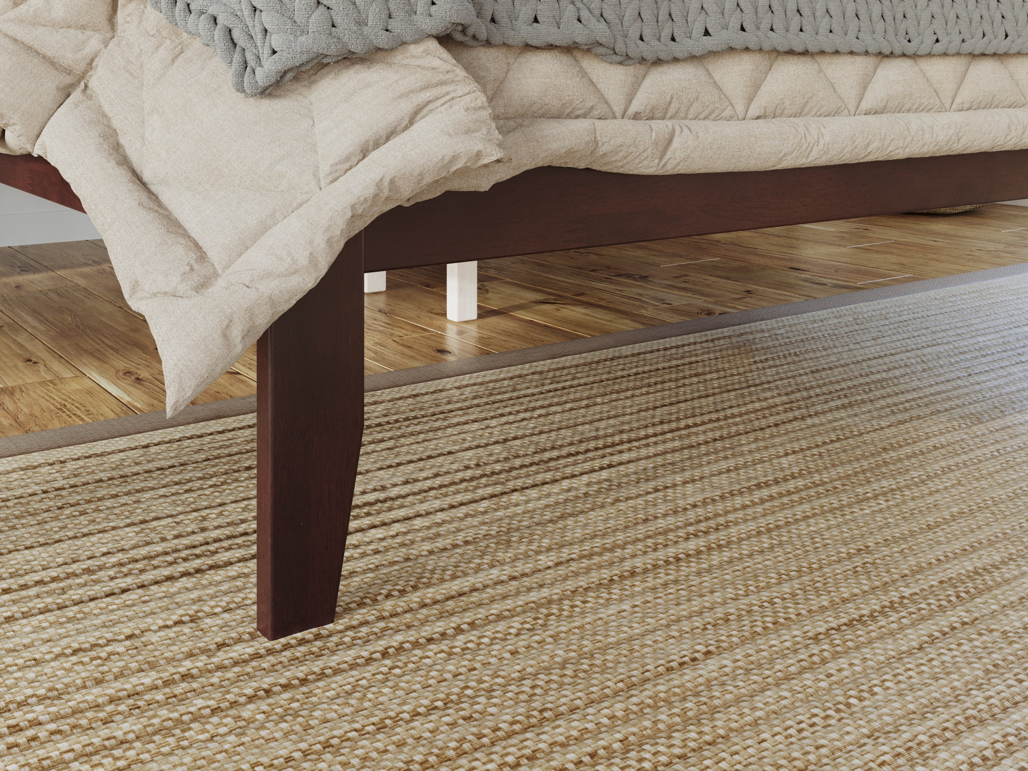 AFI Warren 14" Queen Wood Platform Bed Frame with Slatted Headboard, Walnut - Image 7