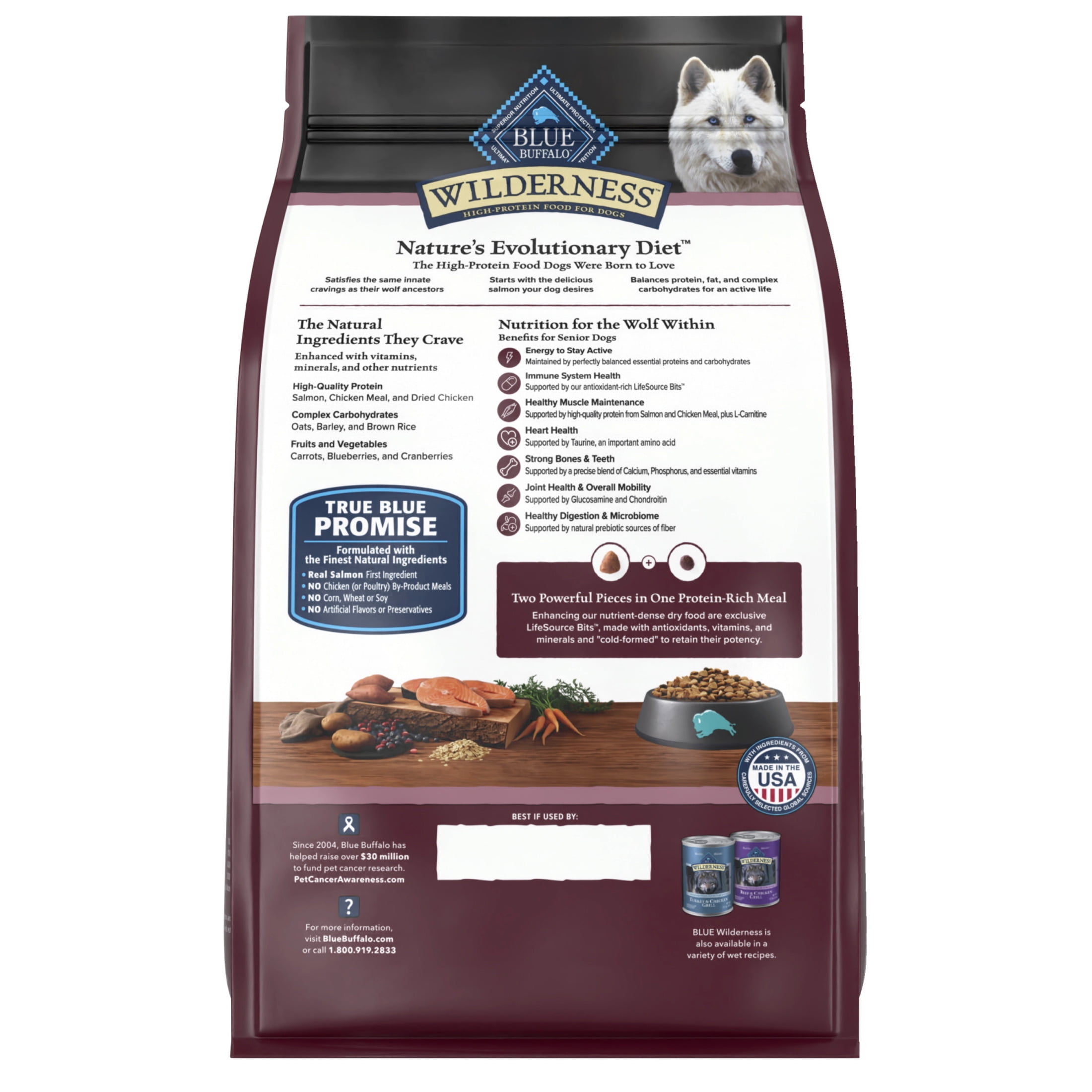 Blue Buffalo Wilderness High-Protein Natural Dry Food for Senior Dogs, Salmon Recipe, 24-lb. Bag - Image 7