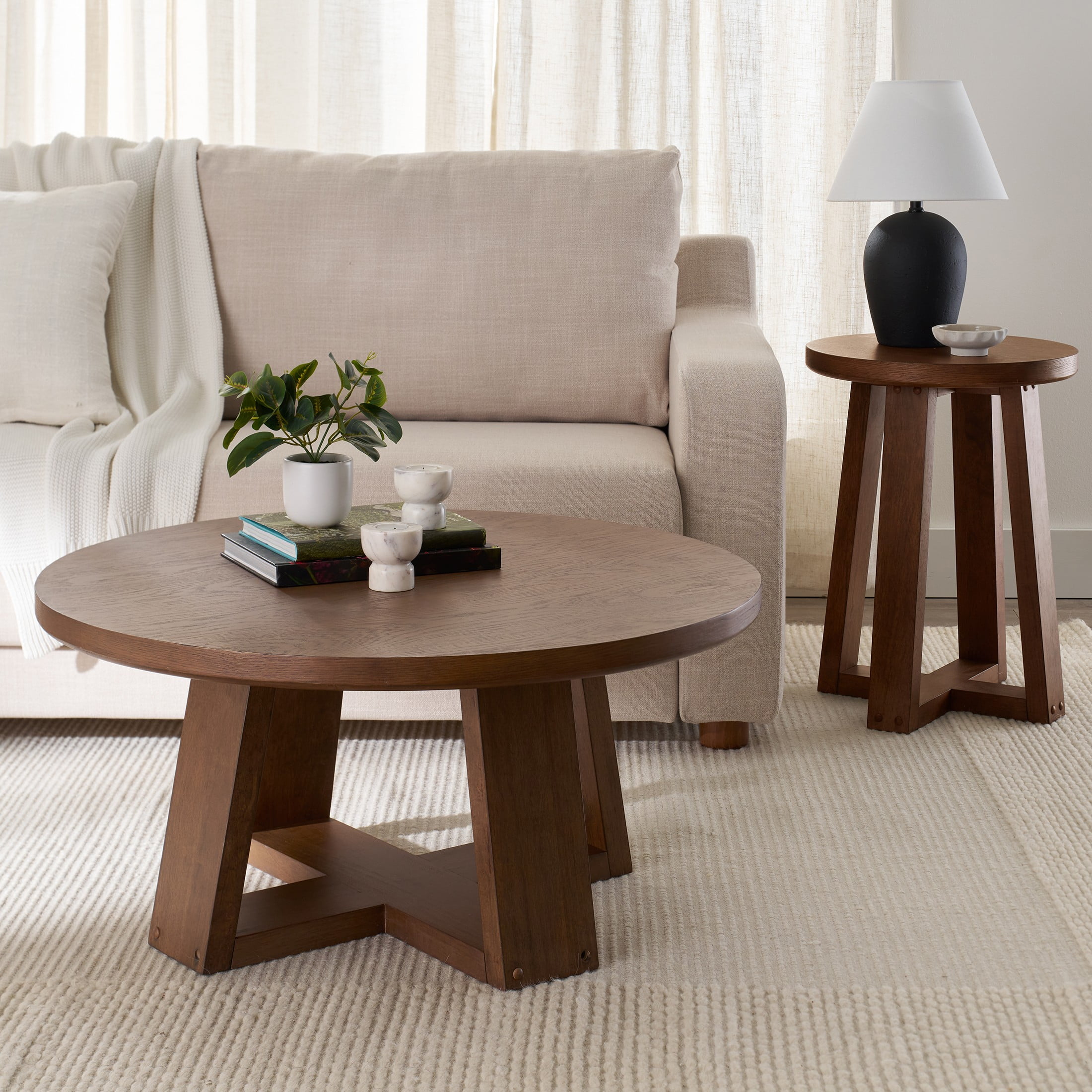 Better Homes & Gardens Ezra Round End Table, Walnut Finish - Image 7