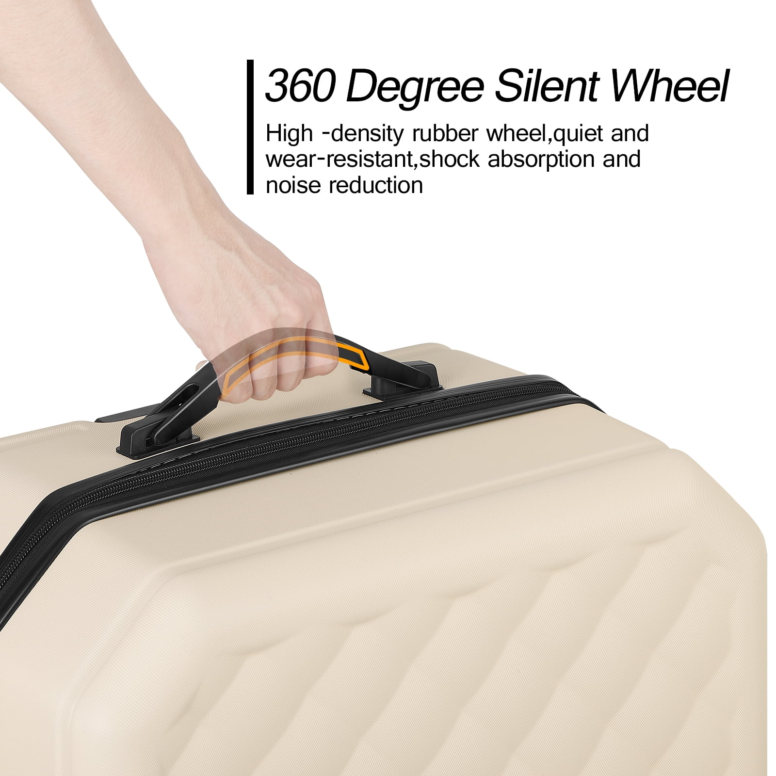 Luggage 3-Pieces Set ABS Durable Suitcase Beige 20"24"28" - Image 4