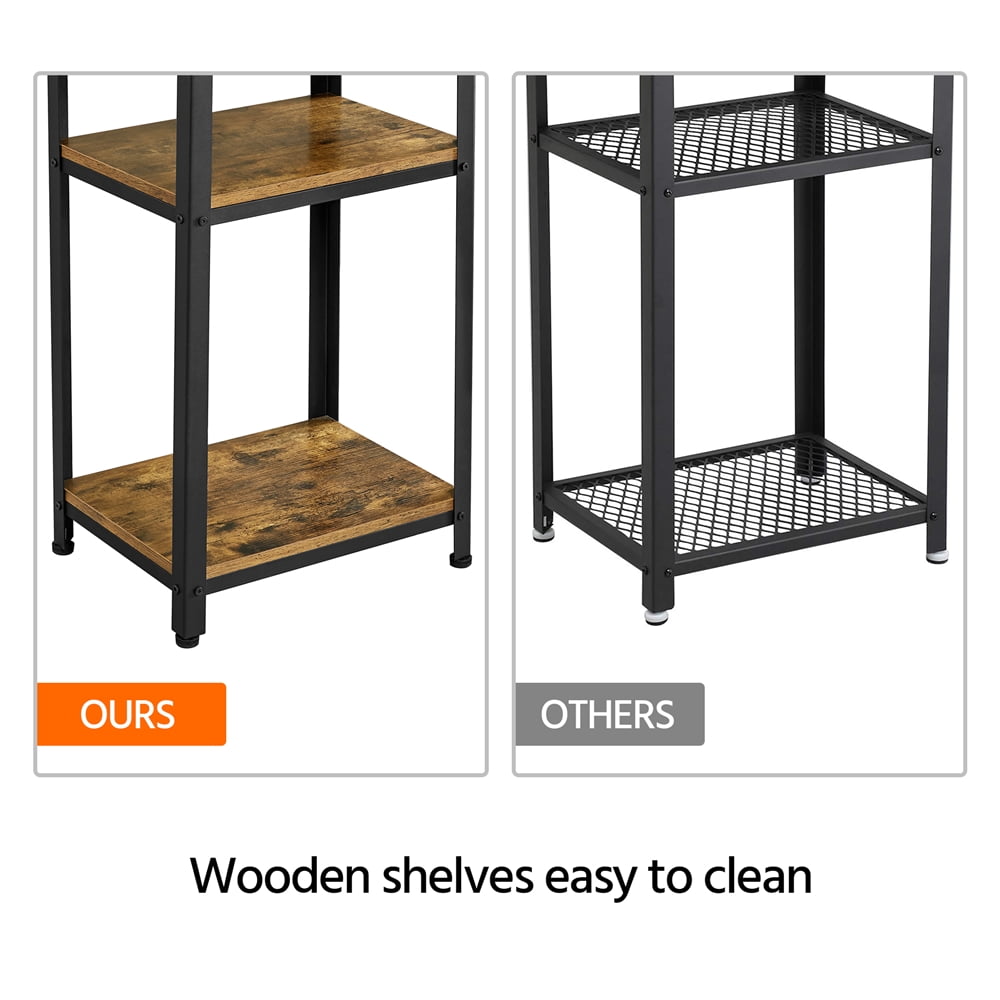 Alden Design 29.5 in H 3-Tier Wooden End Table with Metal Frame for Living Room, Rustic Brown - Image 2