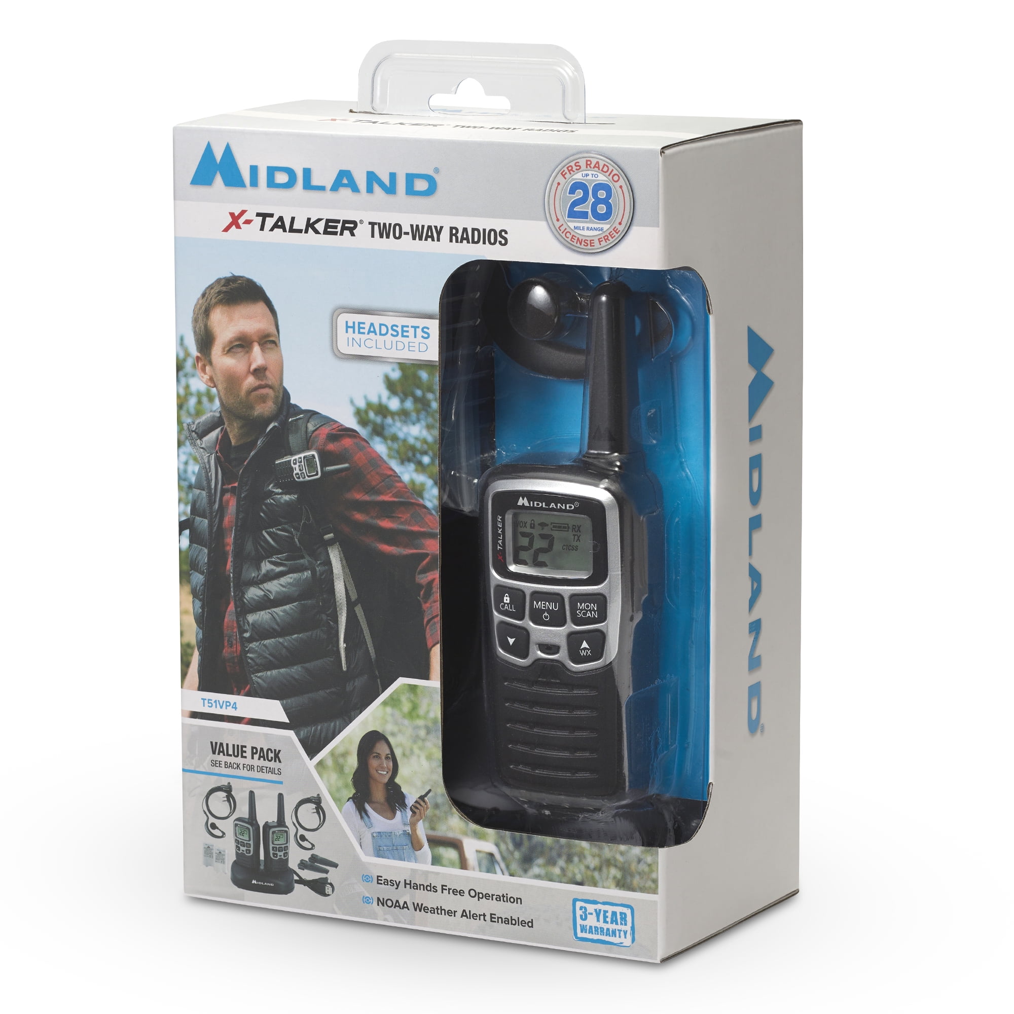 Midland T51VP4 Two-Way Radios 2-Pk 28-mile 22-Channel, Black - Image 7