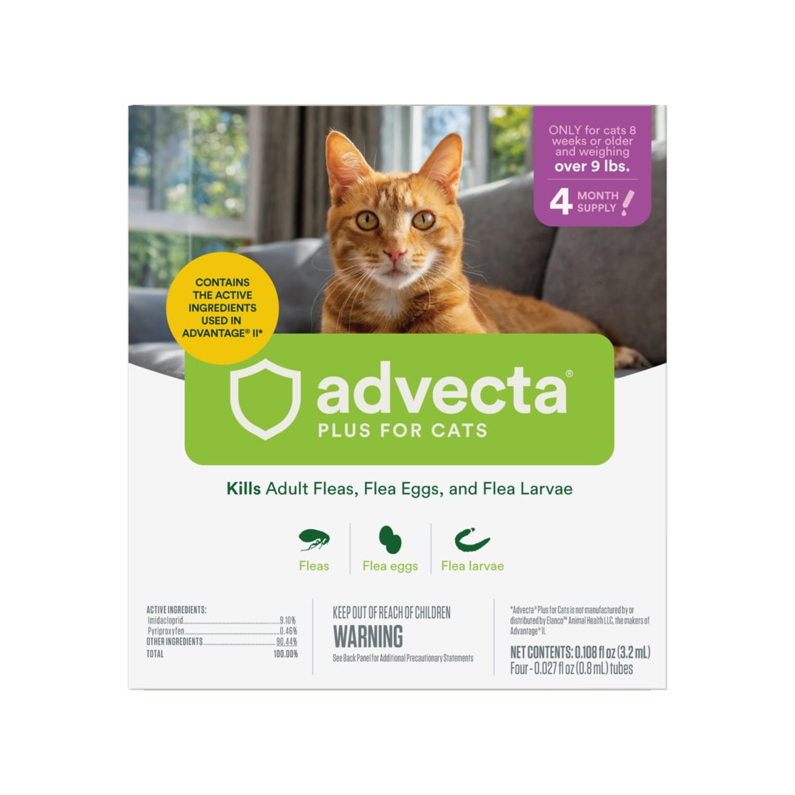 (3 pack) Advecta Plus Flea Protection for Large Cats, Fast-Acting Topical Flea Prevention, 4 Count - Image 2