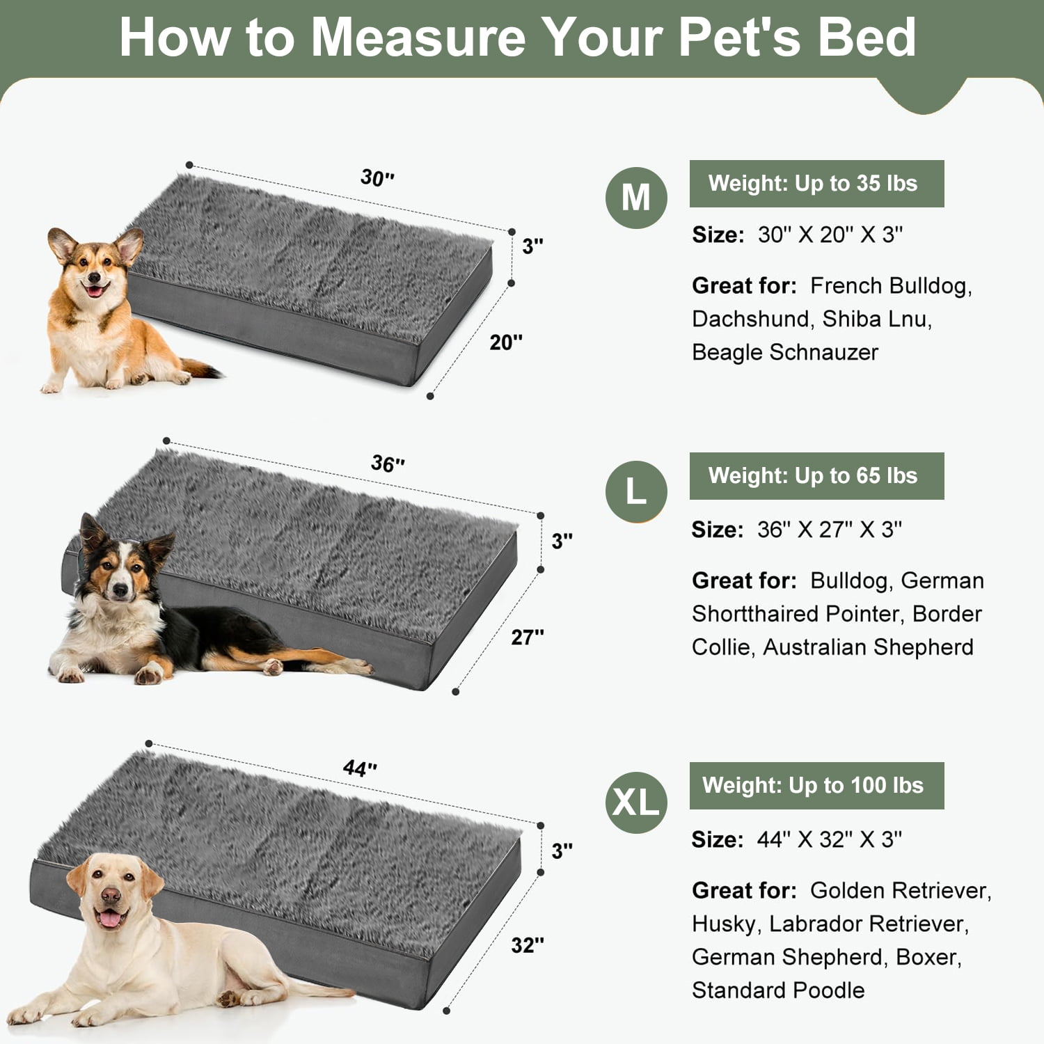PayUSD Dog Bed for Extra Large Dogs, Big Orthopedic Dog Beds with Removable Washable Cover & Waterproof Lined, Egg Crate Foam Pet Bed Mats Suitable for Dogs Up to 100 lbs ( Dark Gery, 44"X32"X3") - Image 2