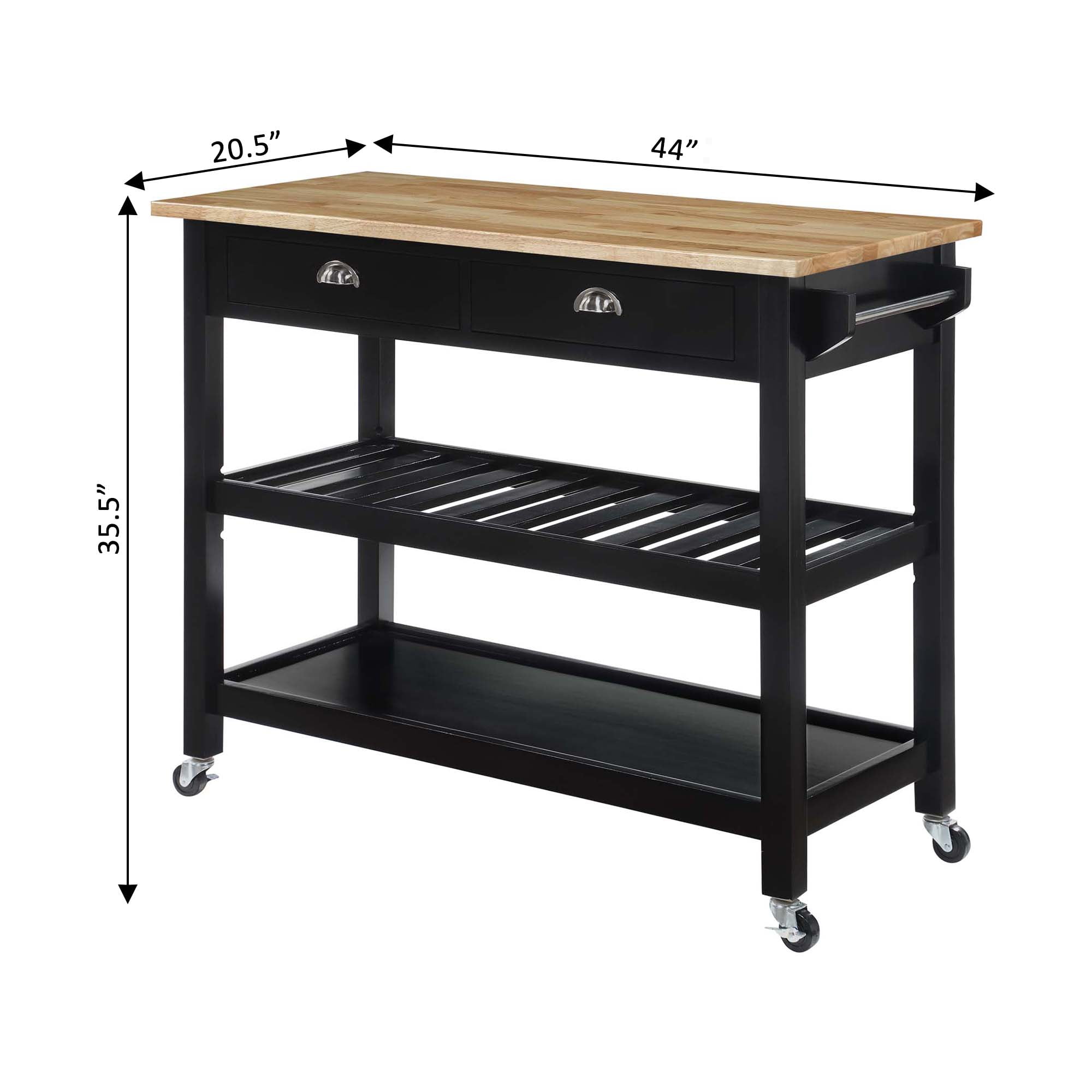 Convenience Concepts American Heritage 3 Tier Butcher Block Kitchen Cart with Drawers, Multiple Finishes - Image 4