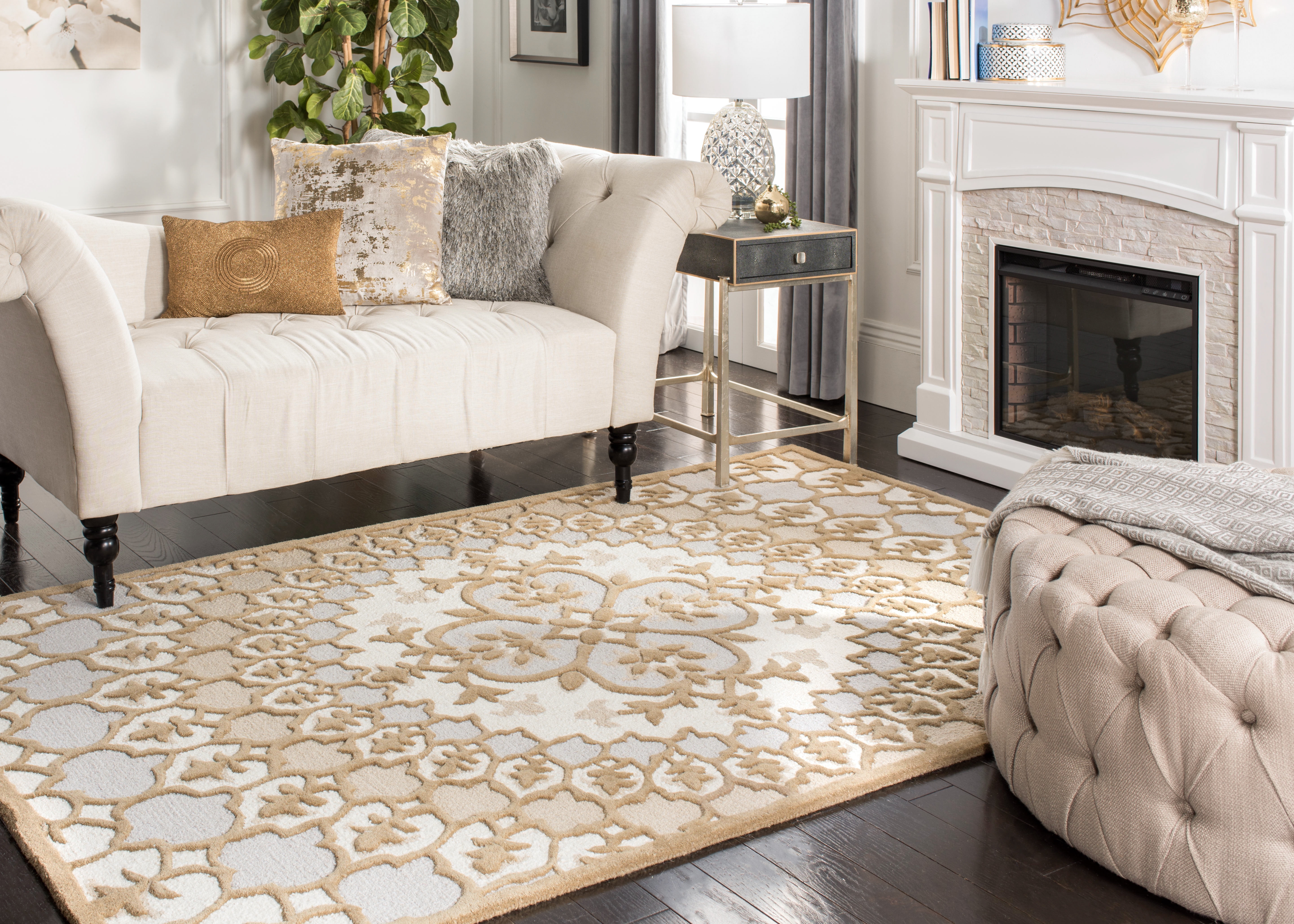 SAFAVIEH Bellagio Zoja Floral Wool Area Rug, Ivory/Dark Beige, 5' x 8' - Image 4