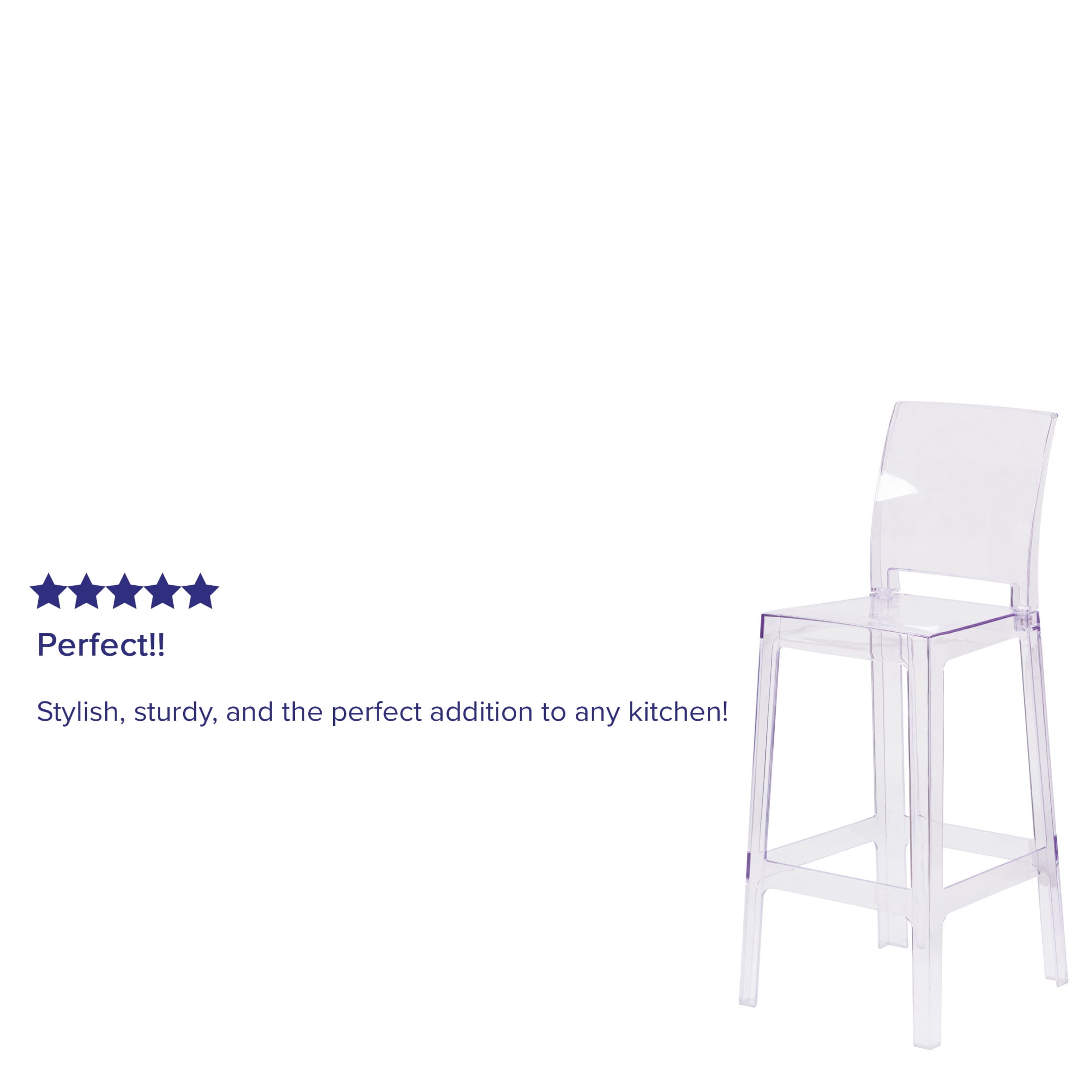 Flash Furniture Emilie Square Back Ghost Barstool, Transparent - Image 5