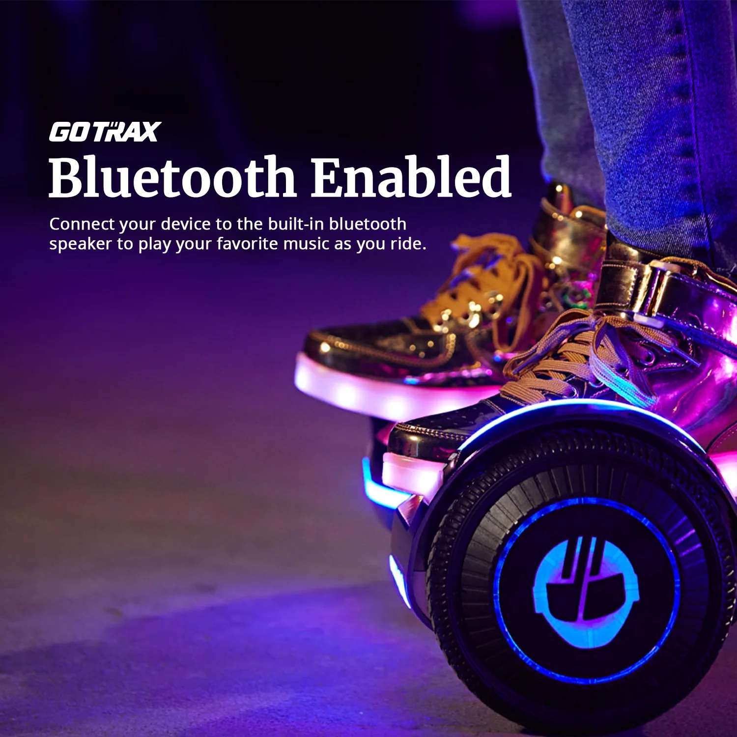 GOTRAX Glide Hoverboard with Bluetooth Speaker, 6.2 mph Max Speed, 6.5 Inch Wheels and LED Headlights - Image 3