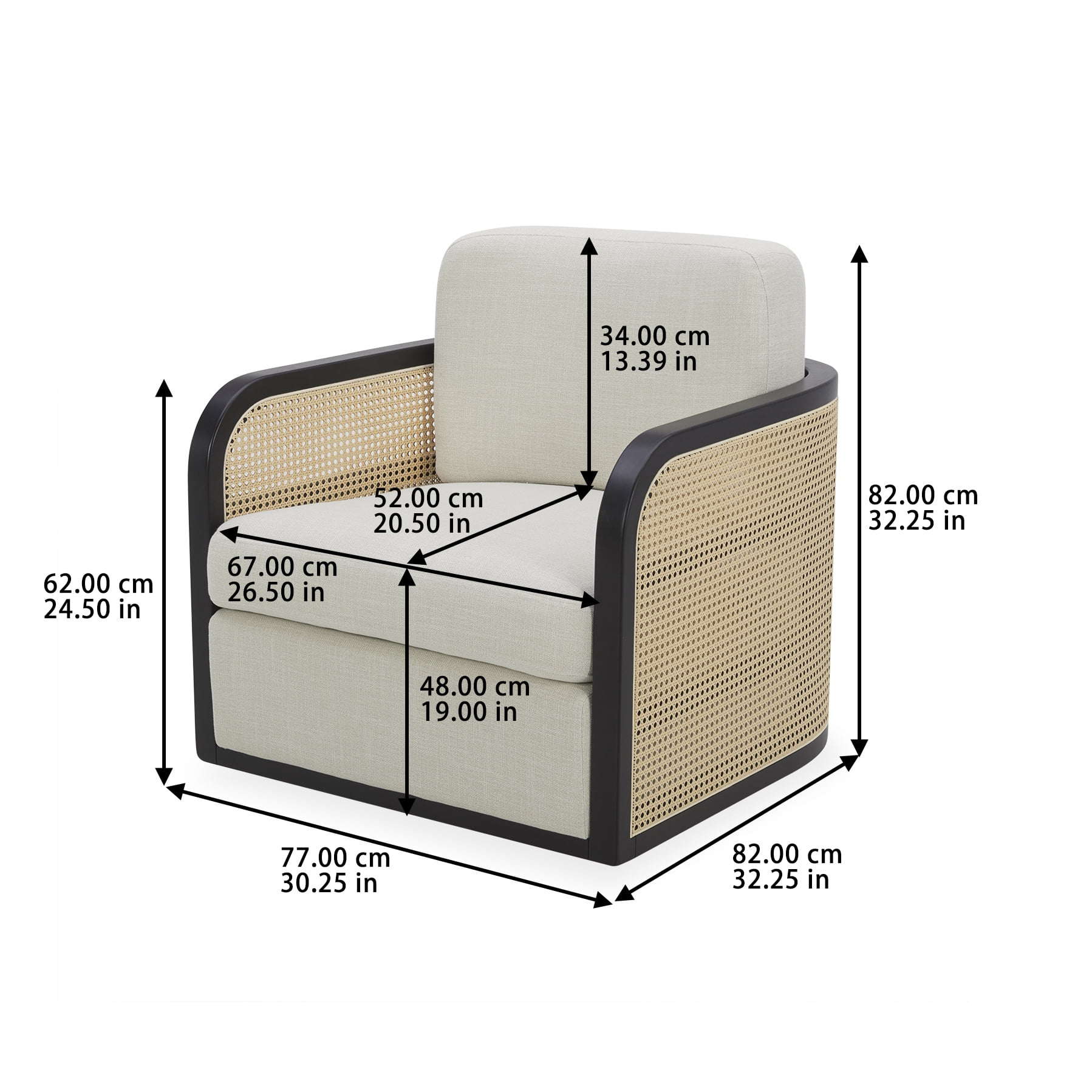 Better Homes & Gardens Springwood Cane Swivel Accent Chair, Charcoal - Image 10