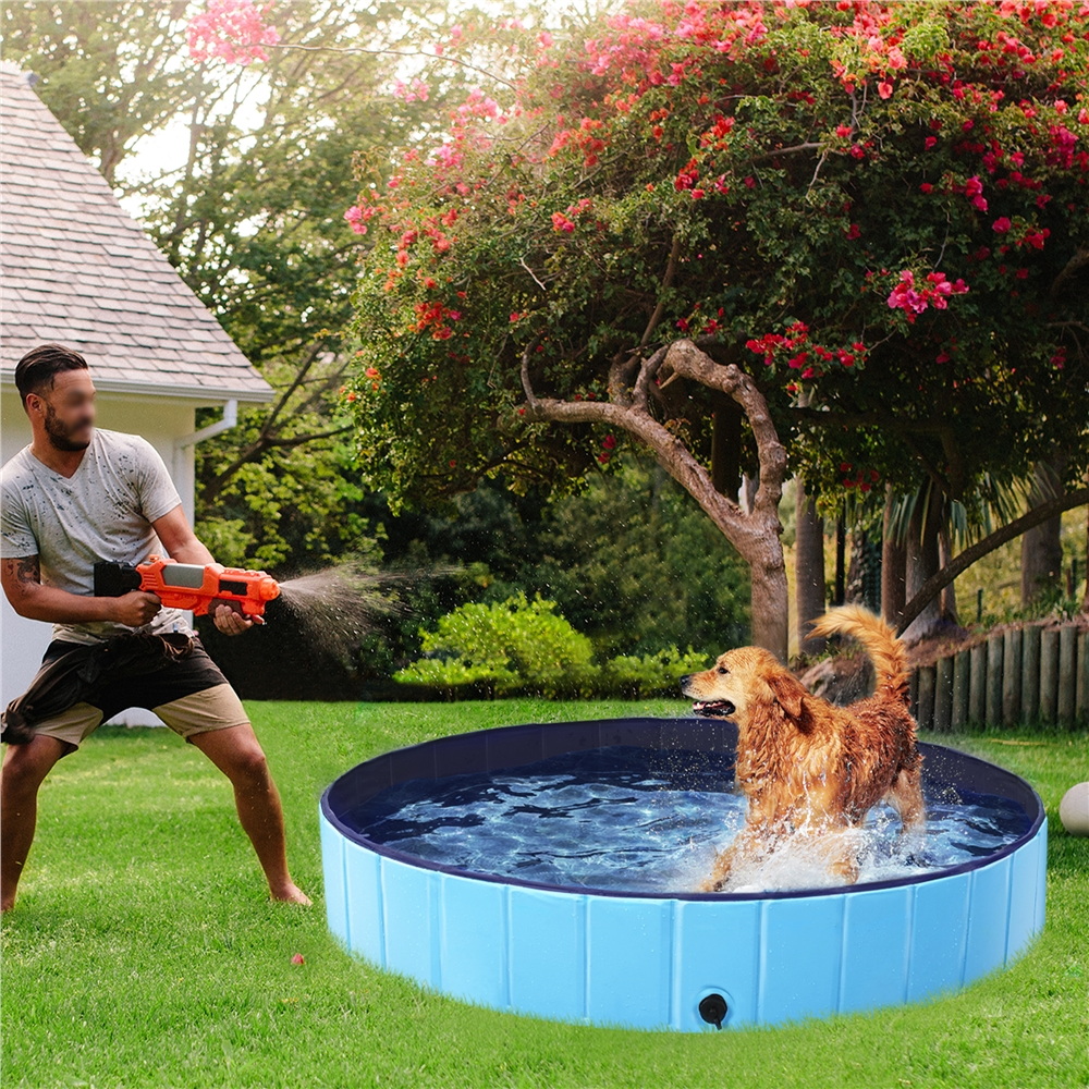 Alden Design 55.1 x 11.8 inch Foldable Pet Pool Swimming for Indoor/Outdoor, XL, Blue - Image 4