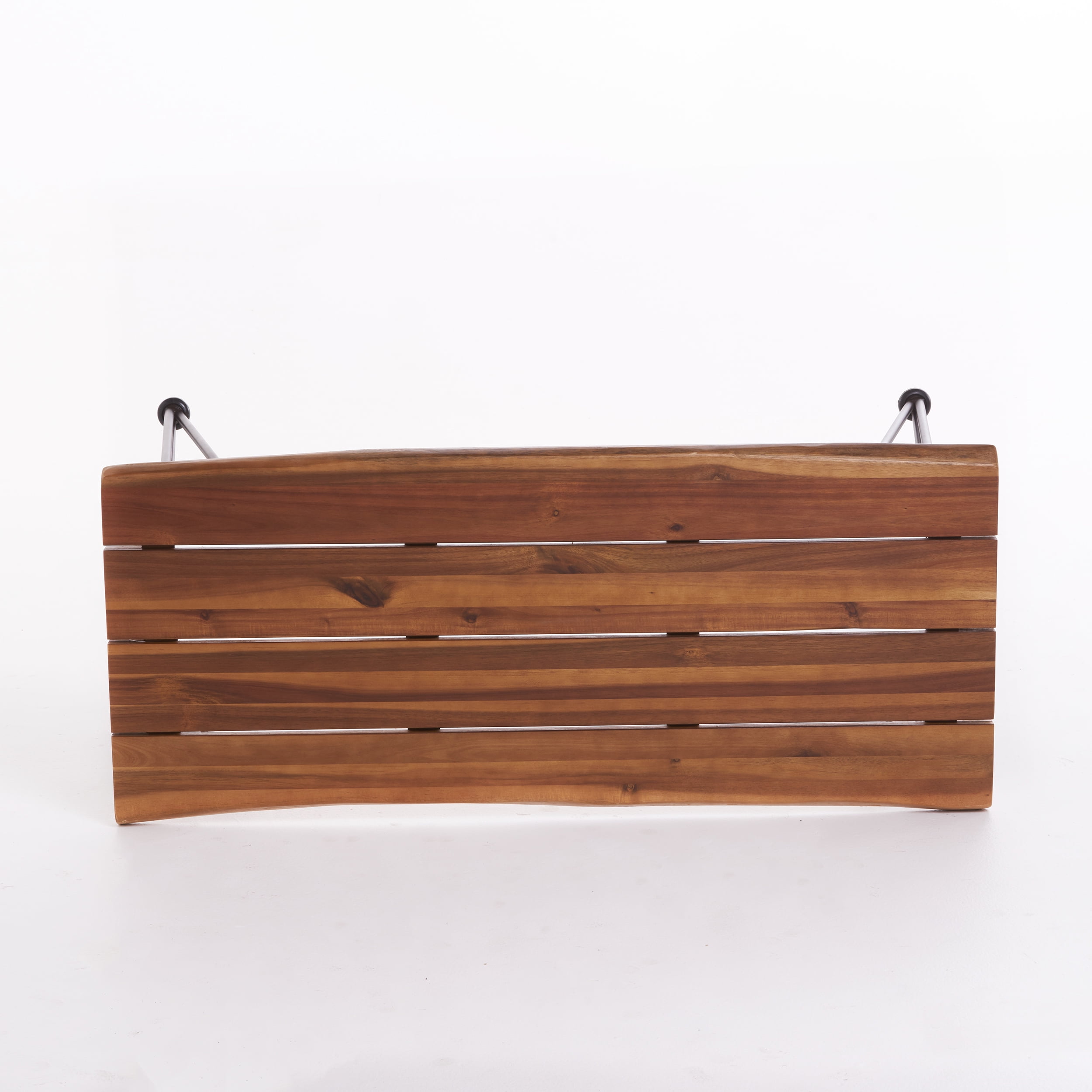 Zenith Outdoor Industrial Coffee Table, Teak Finish, Rustic Metal - Image 7