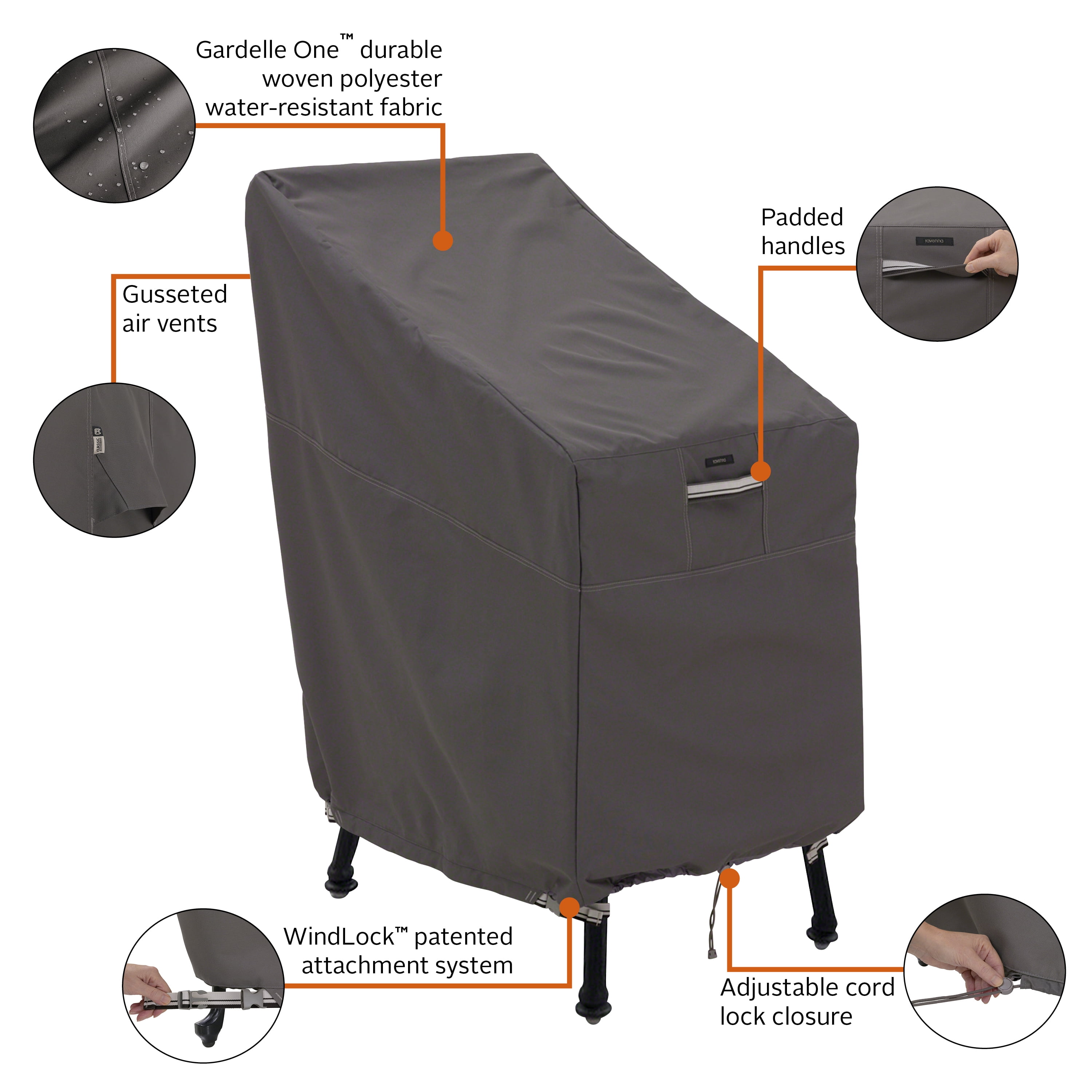 Classic Accessories Ravenna Water-Resistant 26 Inch Patio Bar Chair & Stool Cover, 2 Pack - Image 17