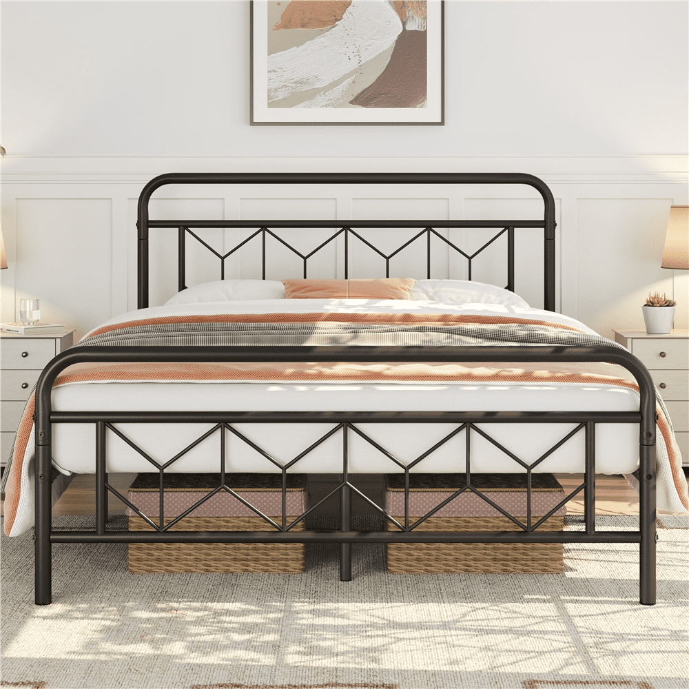 Renwick Vintage Metal Platform Queen Bed, All Ages, Black - Image 7