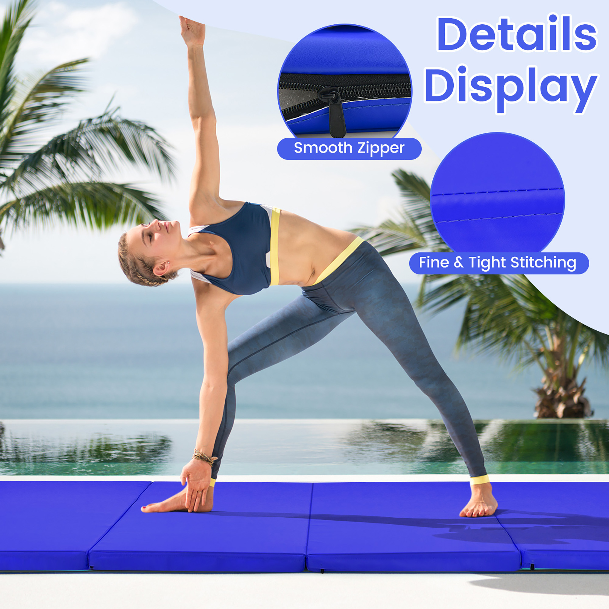 Costway Folding 48.00 x 96.00 x 2.00 Inches Gymnastic Exercise Mat with Handles - Image 4