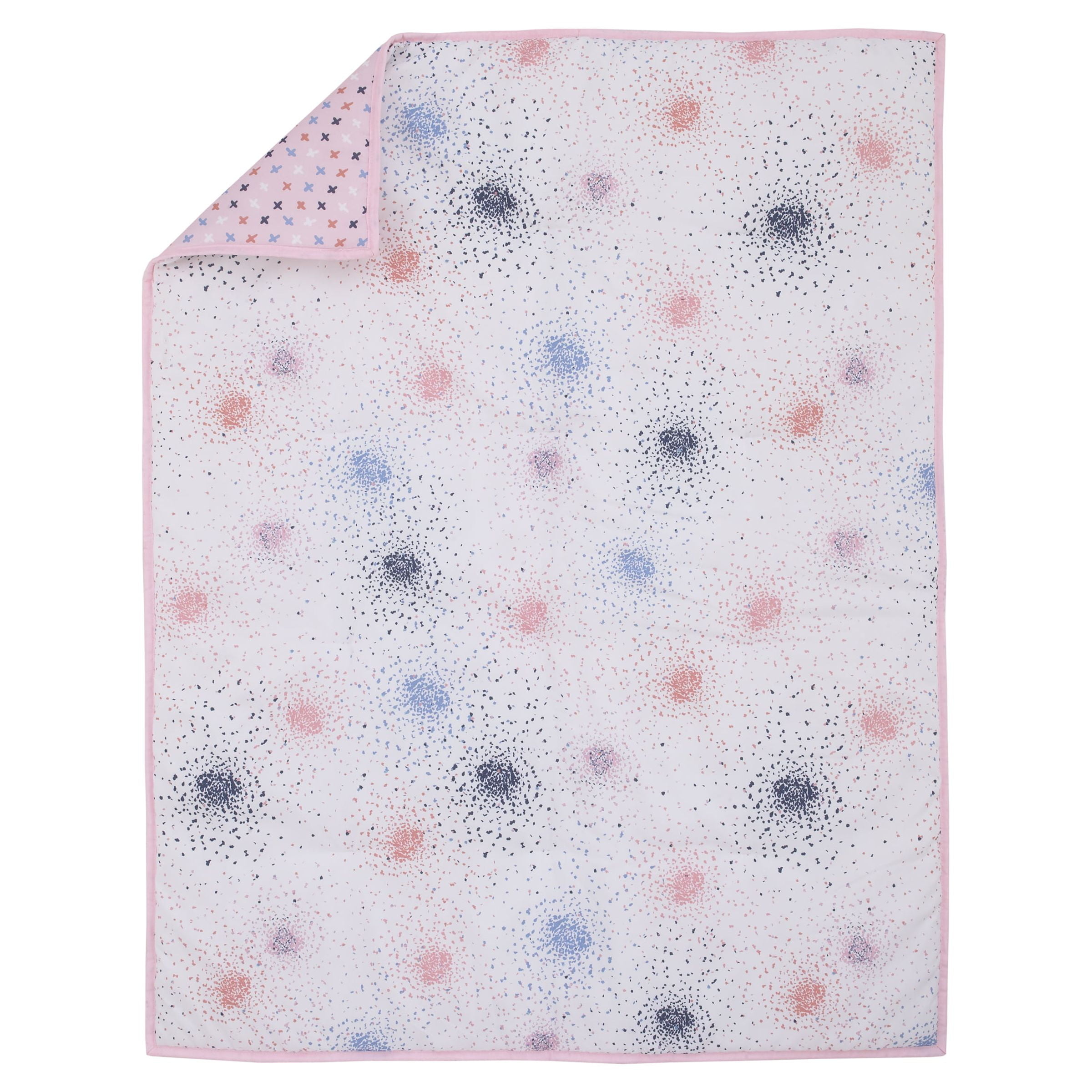 Little Love by NoJo Pink Starburst 3 Piece Crib Bedding Set - Comforter, Fitted Crib Sheet, Dust Ruffle - Pink and White Starburst, Infant Girl - Image 2