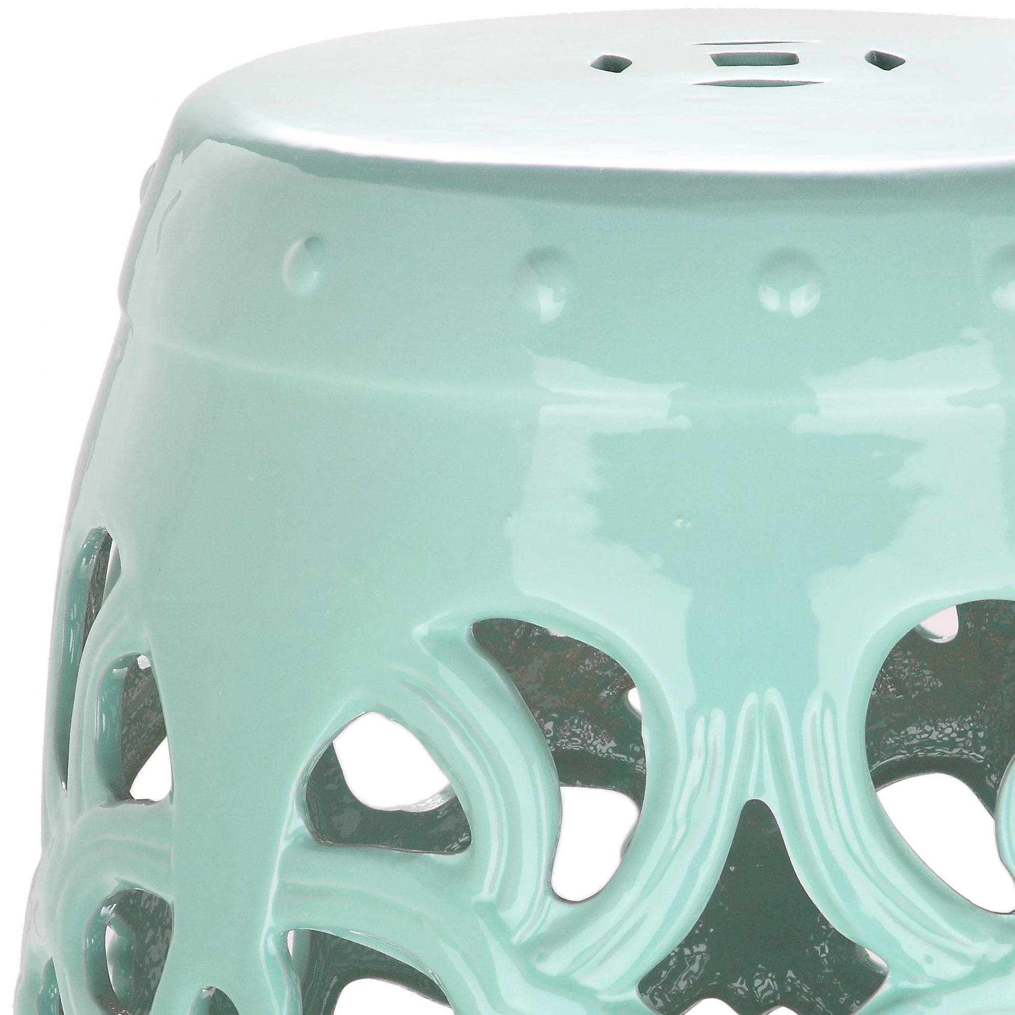 Safavieh Imperial Vine Indoor/Outdoor Garden Patio Stool, Light Blue - Image 2