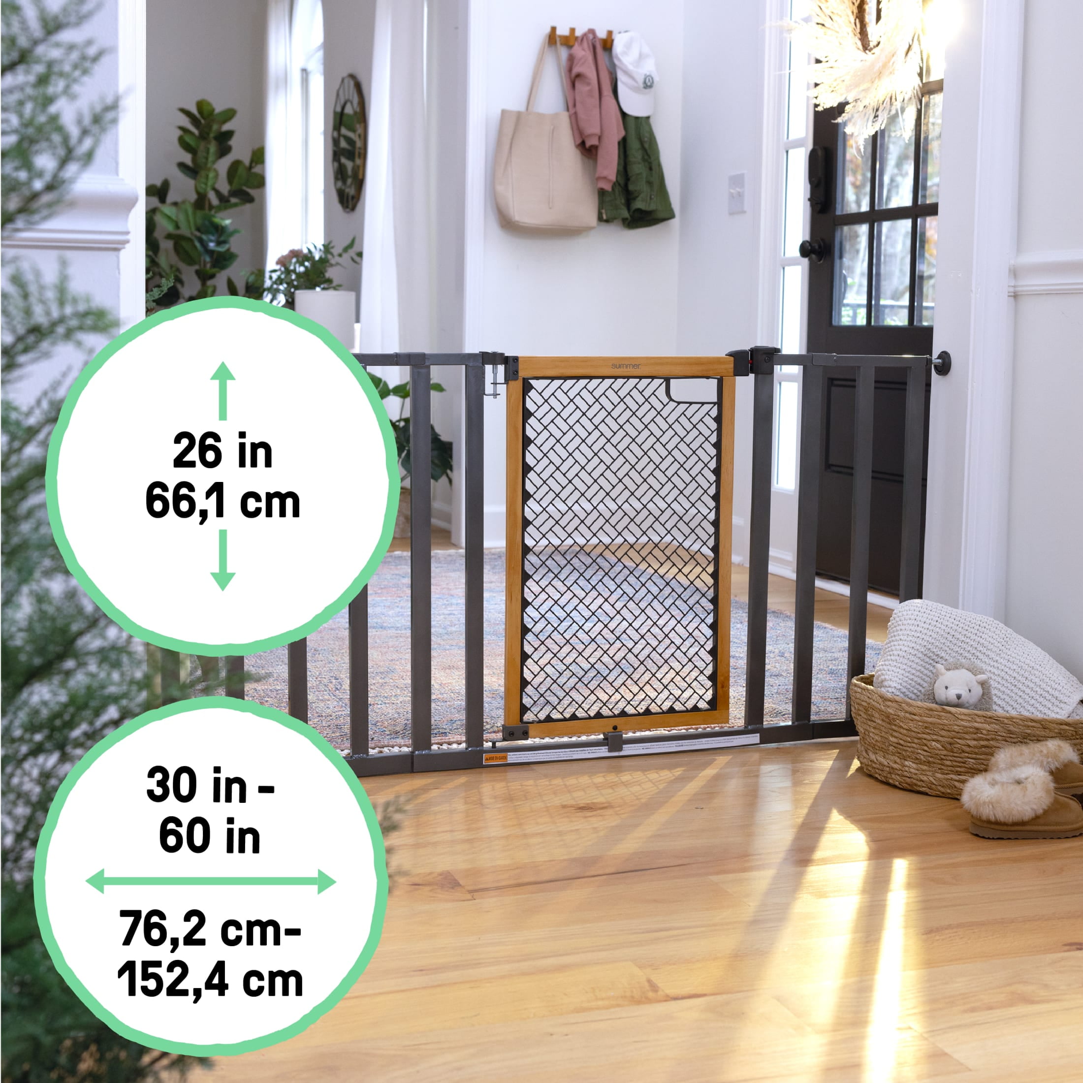Ingenuity Thruway 60XW Series Pet and Baby Gate, Honey Oak Stained Wood and Metal, Openings from 30-60" Wide, Ages 6-24 Months - Image 8