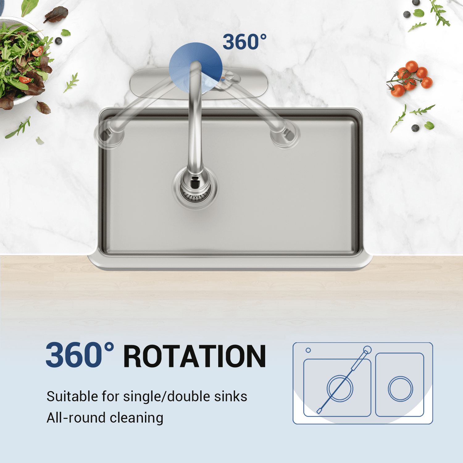 Appaso Stainless Steel Pull Down Kitchen Faucet Single Handle Brushed Nickel with Deck Plate 148BN - Image 9