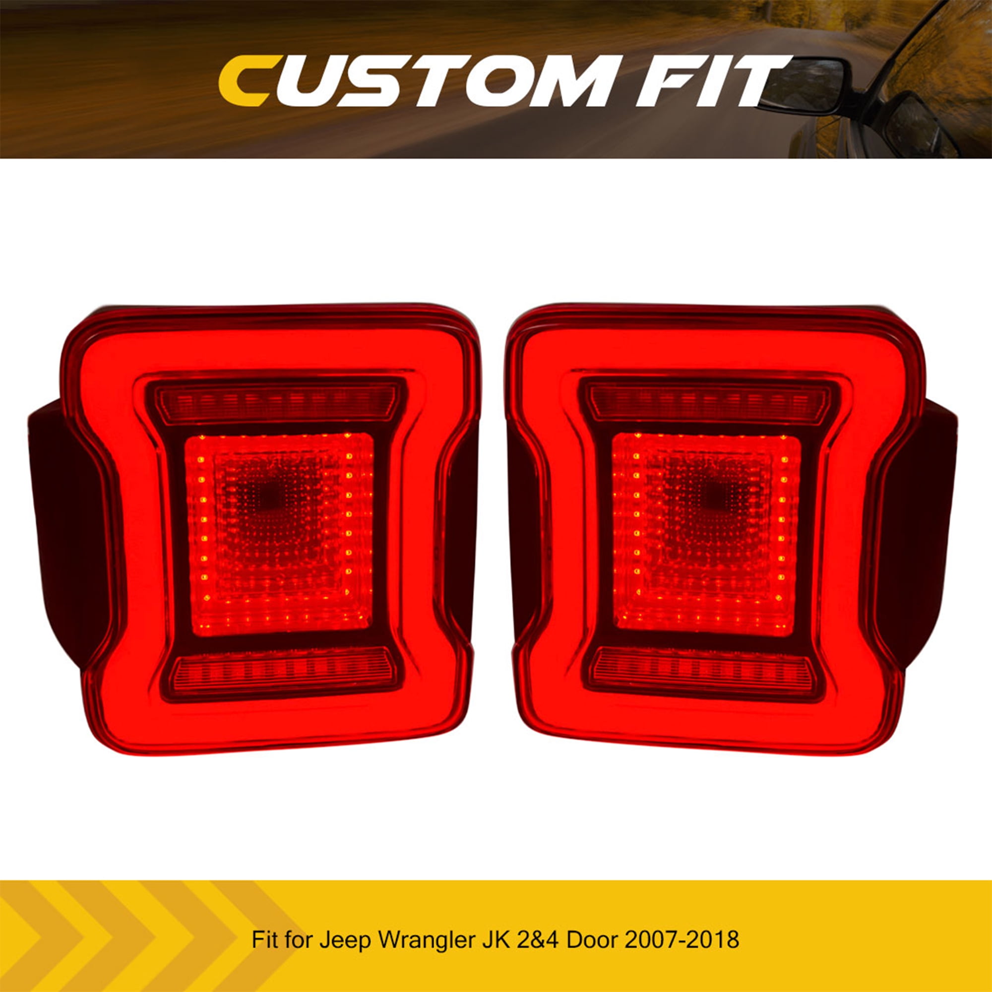 AMERICAN MODIFIED Red Lens Tunnel Tail Lights for 07-18 Jeep Wrangler JK JKU - Image 2