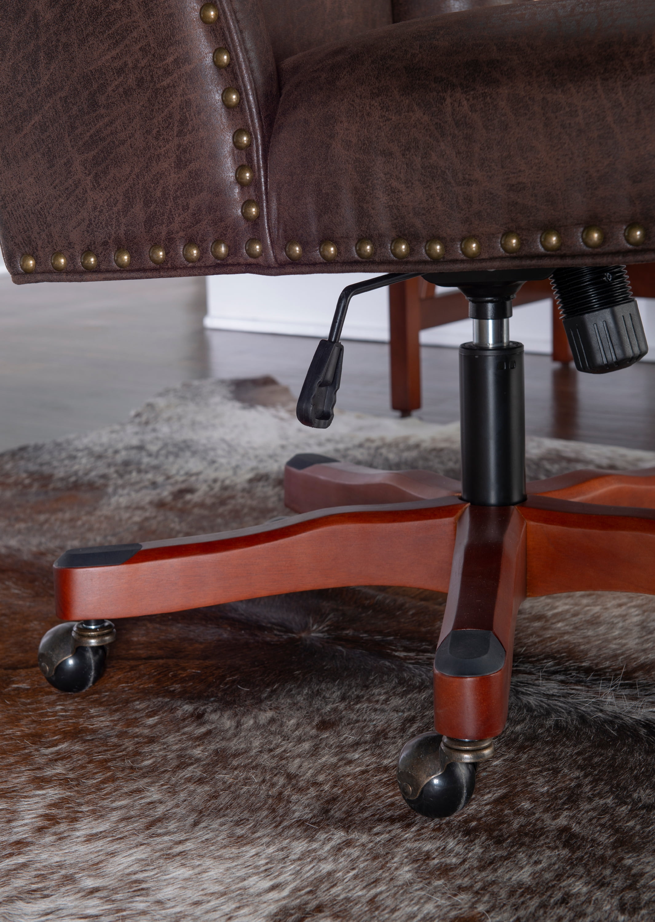 Linon Draper Faux Leather High Back Swivel Task Chair, Brown - Image 5