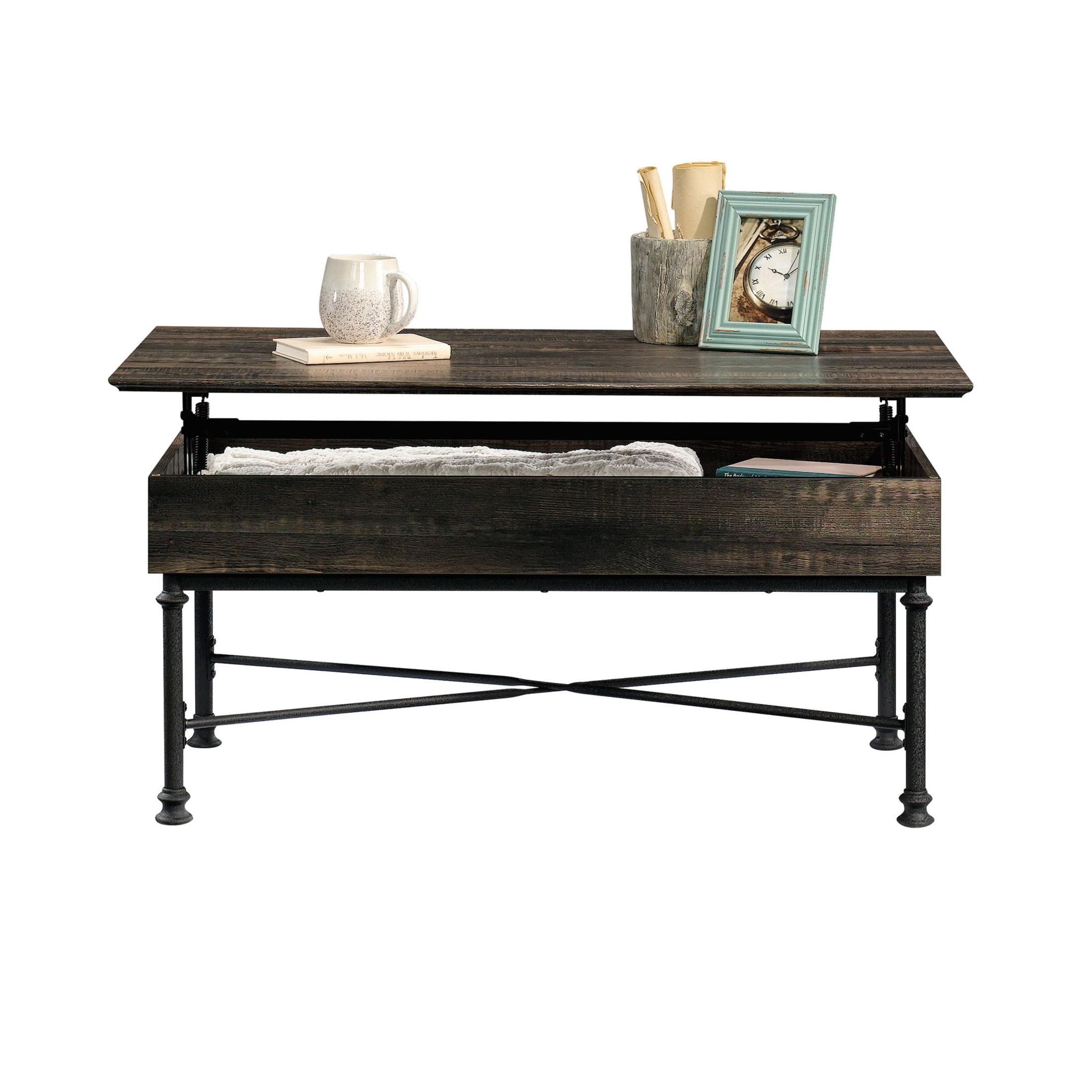 Sauder Canal Street Industrial Lift-Top Coffee Table with Storage, Carbon Oak Finish - Image 11