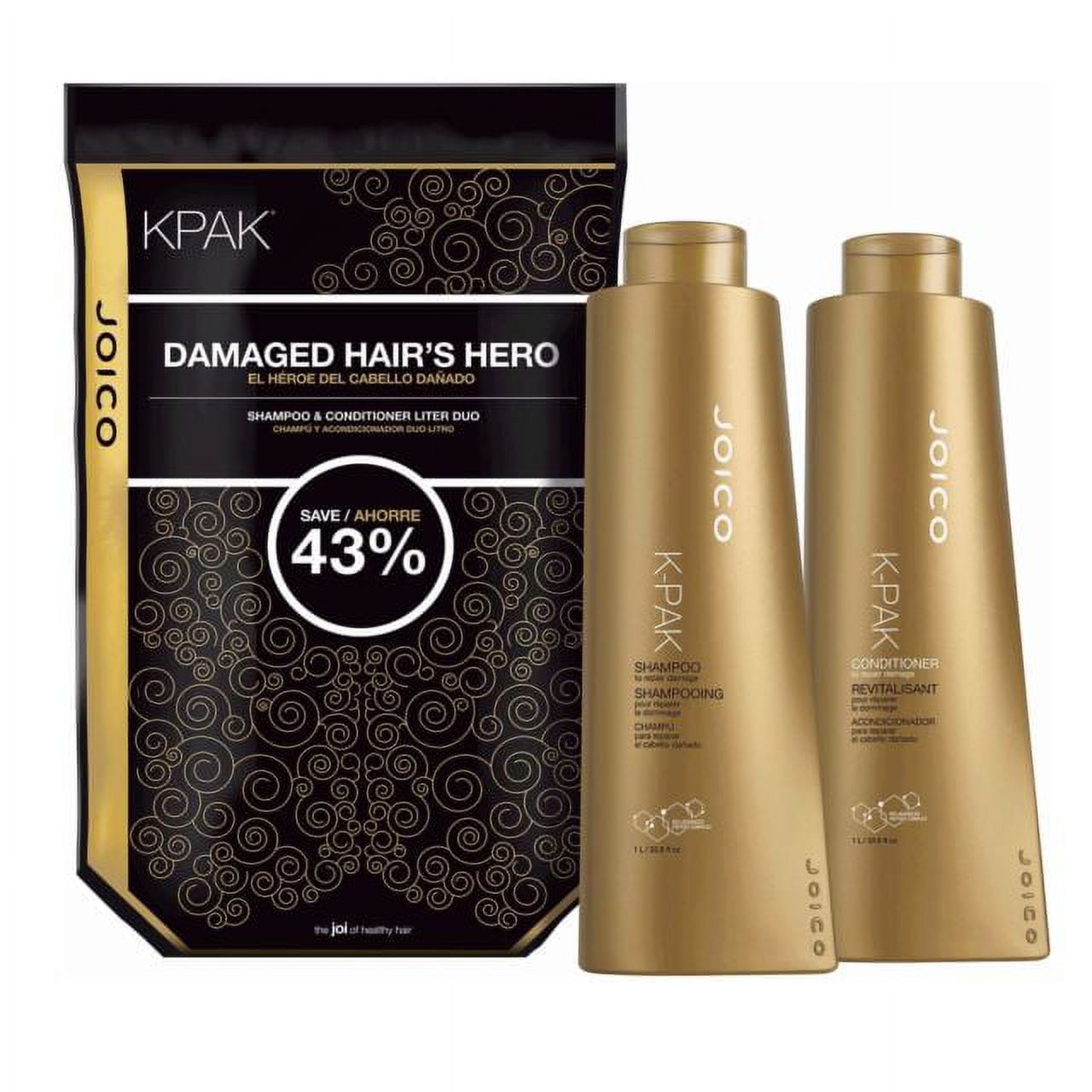 Joico K-PAK Shampoo And Conditioner Damaged Hair's Hero Shampoo & Conditioner Duo 33.8 Ounce Each - Image 2