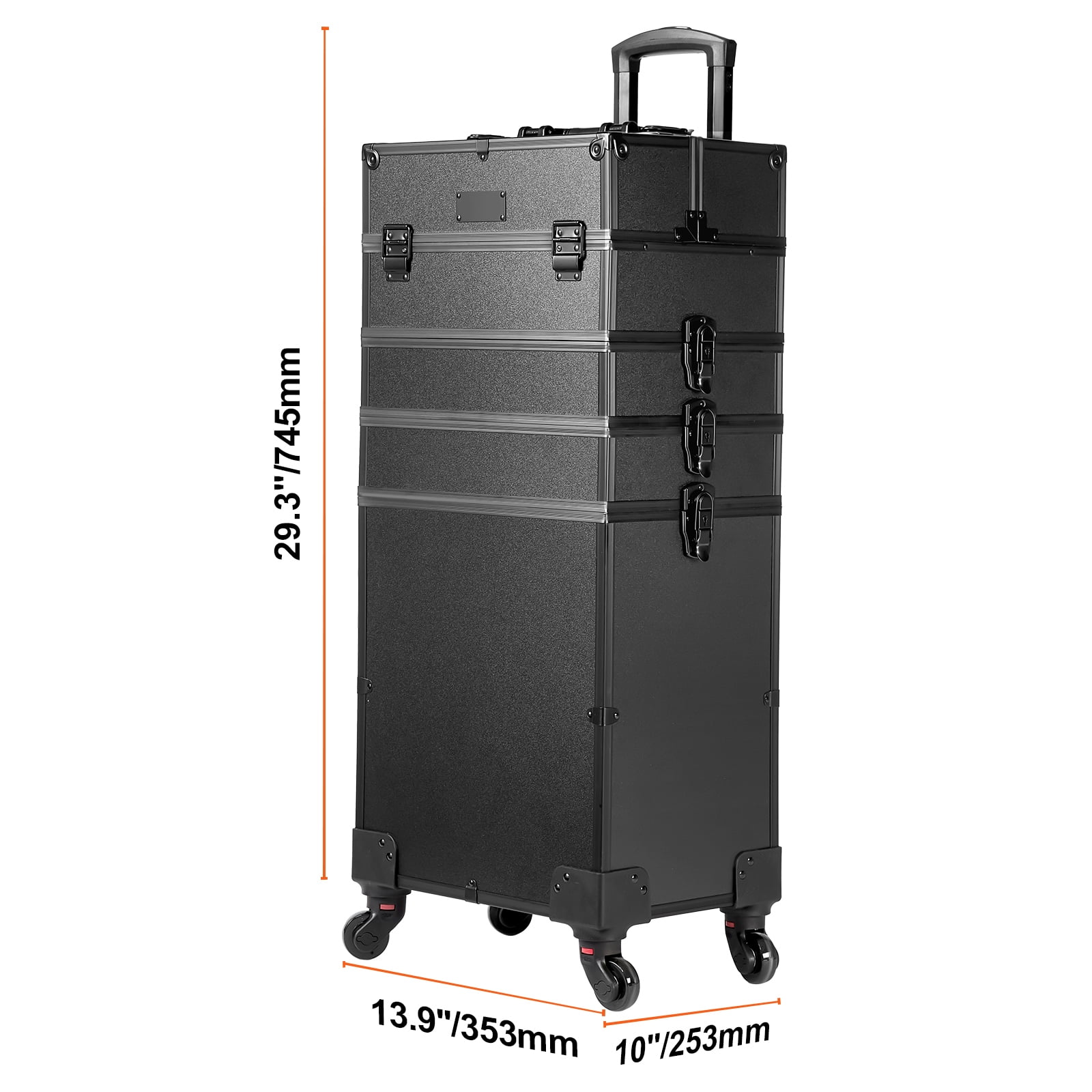 KFFKFF 5 in 1 Professional Rolling Makeup Train Case, Large Capacity Trolley Rolling Travel Storage Cosmetic Organizer with Portable Removable Trays - Image 2