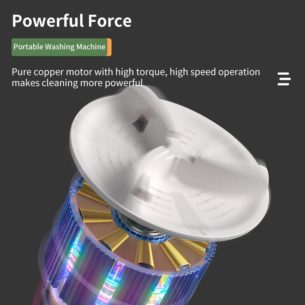 Daretodo Portable Washing Machine, 13L High-Capacity for Underwear, Baby Clothes and Socks,Complimentary drain basket and drain pipe,for family, apartment, travel, dormitory - Image 10