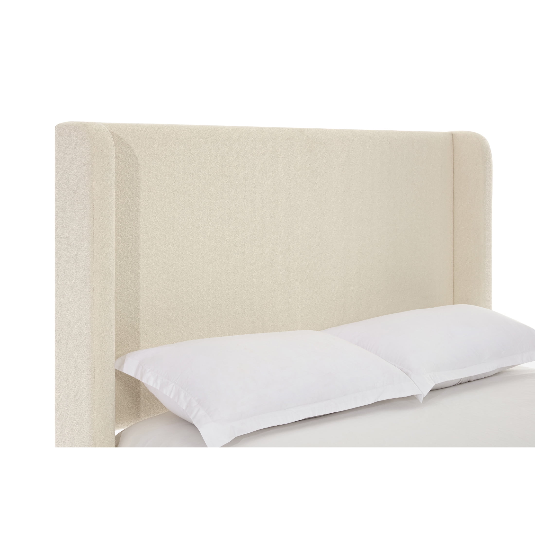 Noble House Harper Indoor Upholstered Metal Tall Headboard Queen Bed, Beige Boucle - Image 10