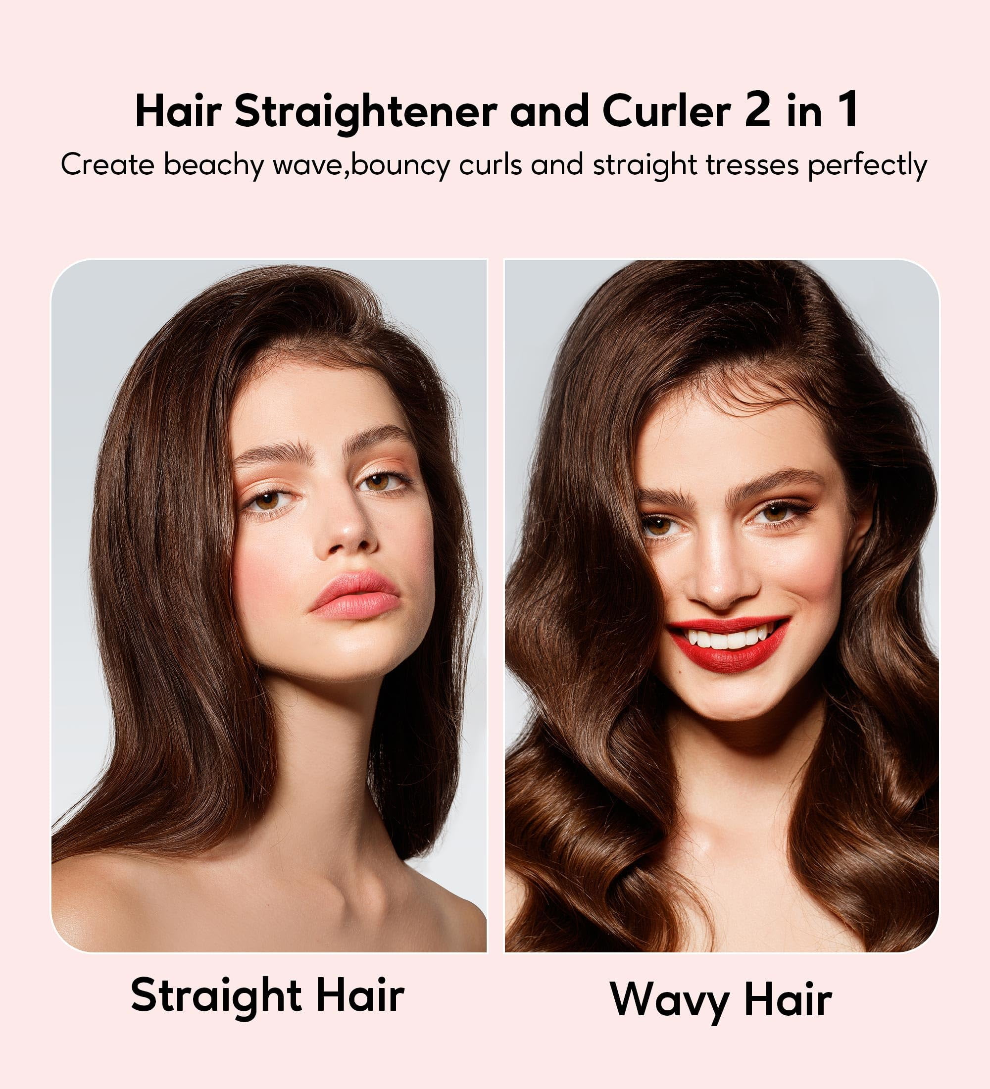 Terviiix Professional Wide Hair Flat Iron, 1.75" Titanium Hair Straightener for Thick Hair, Pink - Image 4