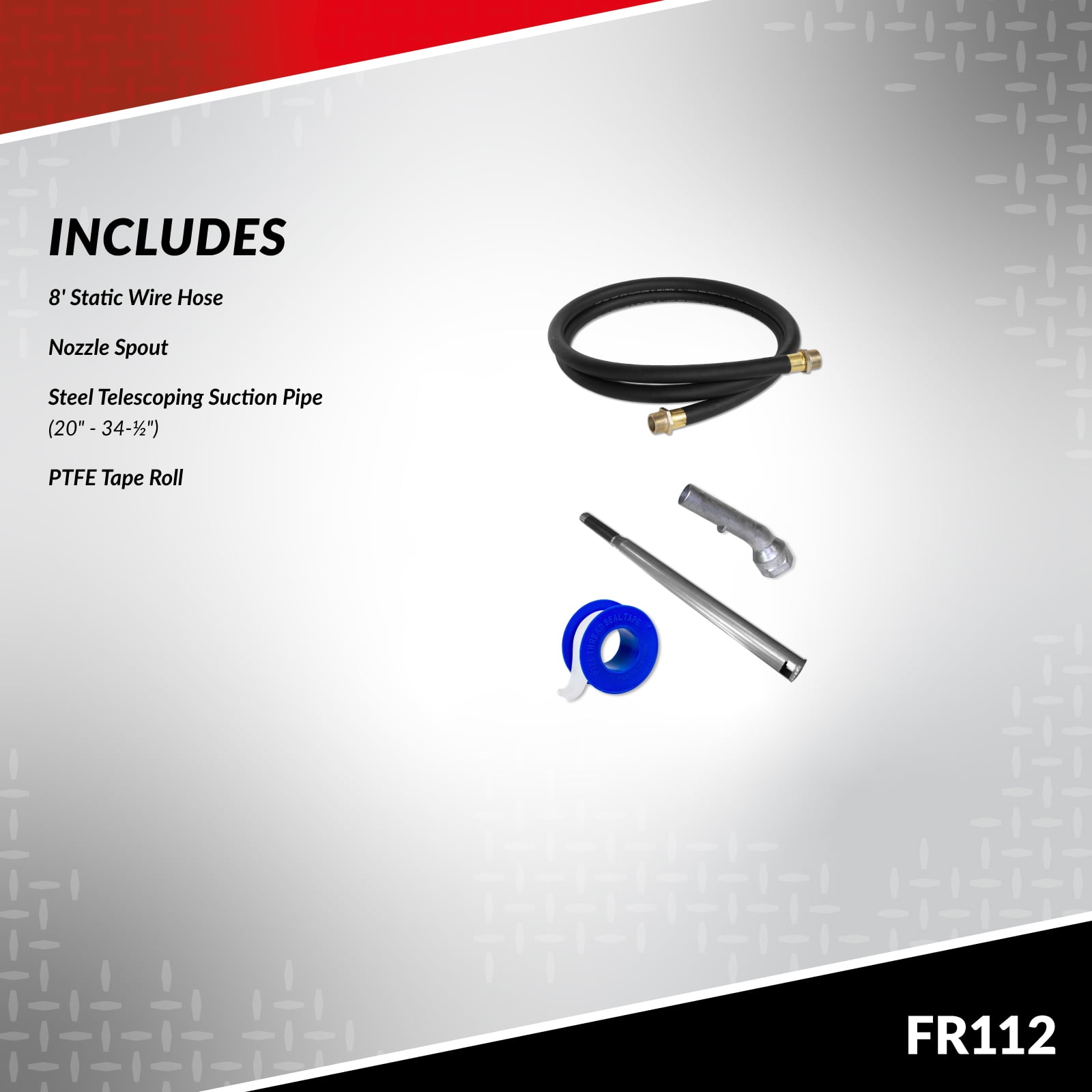Fill-Rite FR112 Fuel Transfer Rotary Hand Pump w/Discharge Hose, Nozzle Spout, & Suction Pipe - Image 6