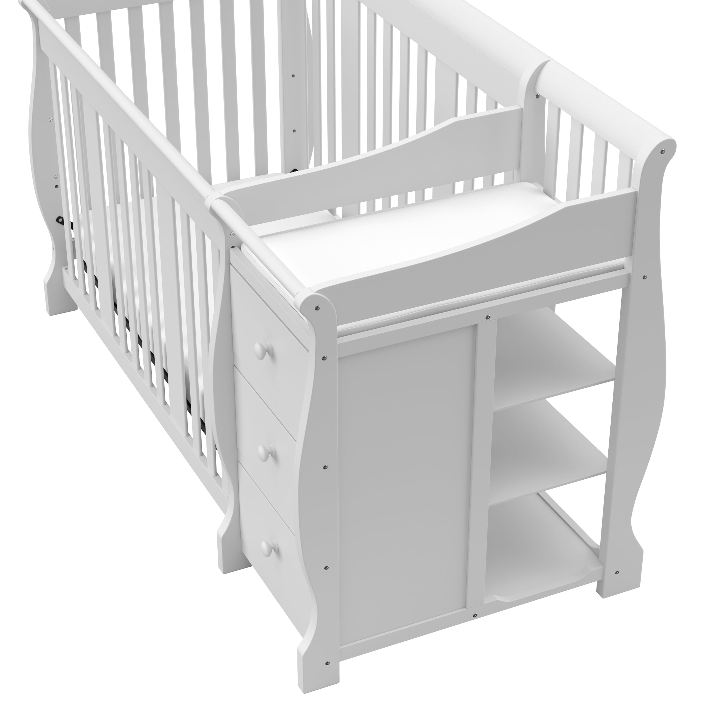 Storkcraft Portofino 5-in-1 Convertible Baby Crib and Changer, White - Image 3