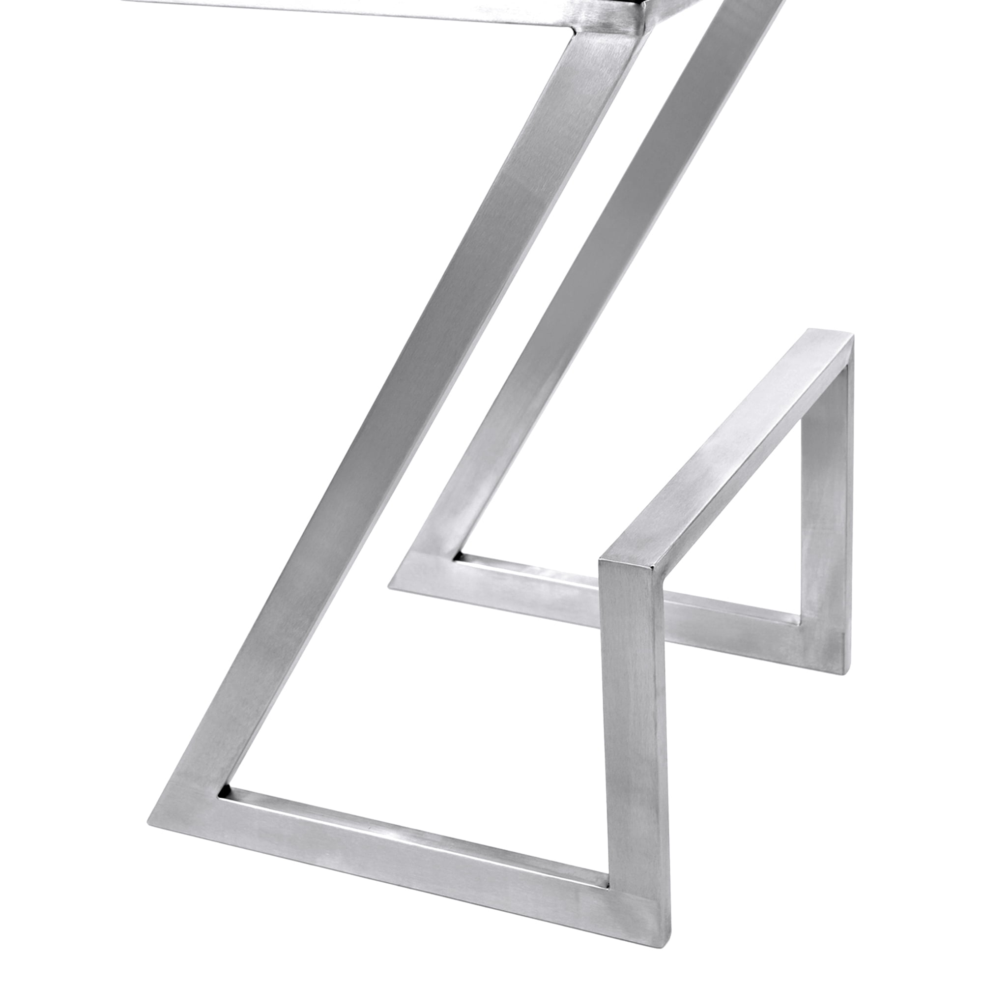 Armen Living Atlantis Backless Barstool, Brushed Stainless Steel Finish with PU Upholstery - Image 5
