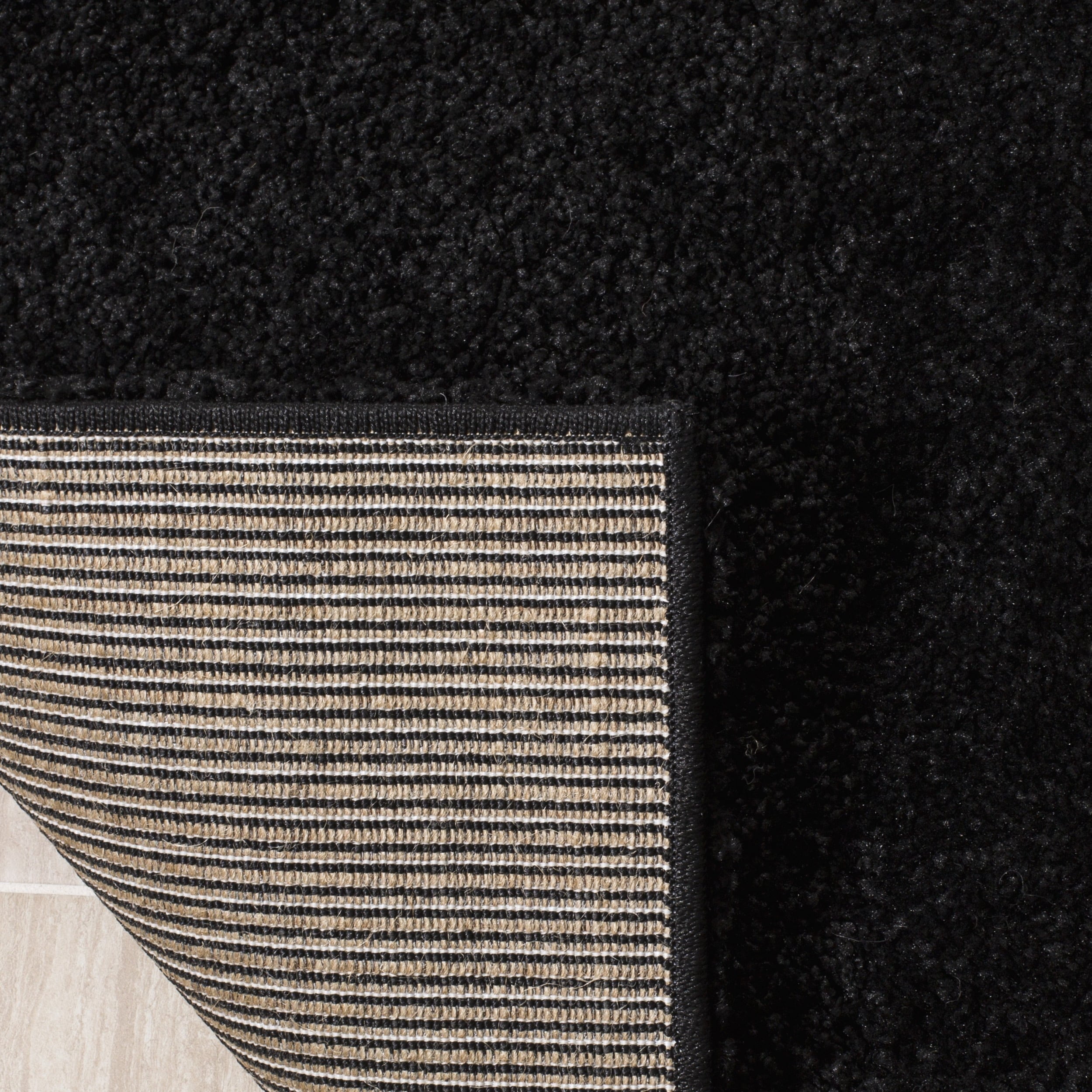 SAFAVIEH Florida Laidley Geometric Shag Area Rug, Black/Ivory, 6' x 9' - Image 3