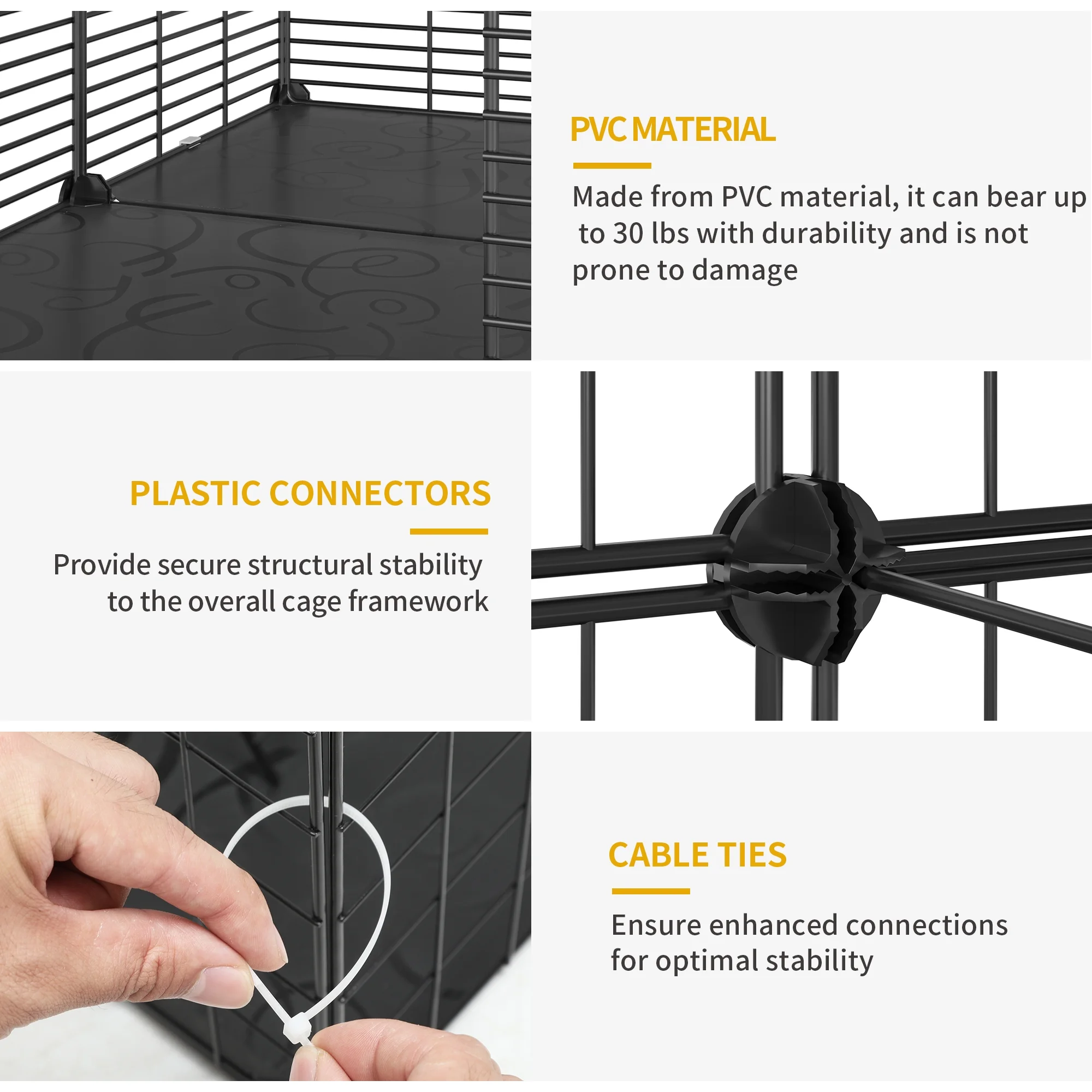 Dextrus Cat Cage 2 Tier Indoor Cat Enclosures Kitten Cage DIY Pet Playpen Metal Kennel for 1-2 Cats, Ferret, Chinchilla, Rabbit, Small Animals, Kitty, Squirrel, RV Travel, Camping - Image 4