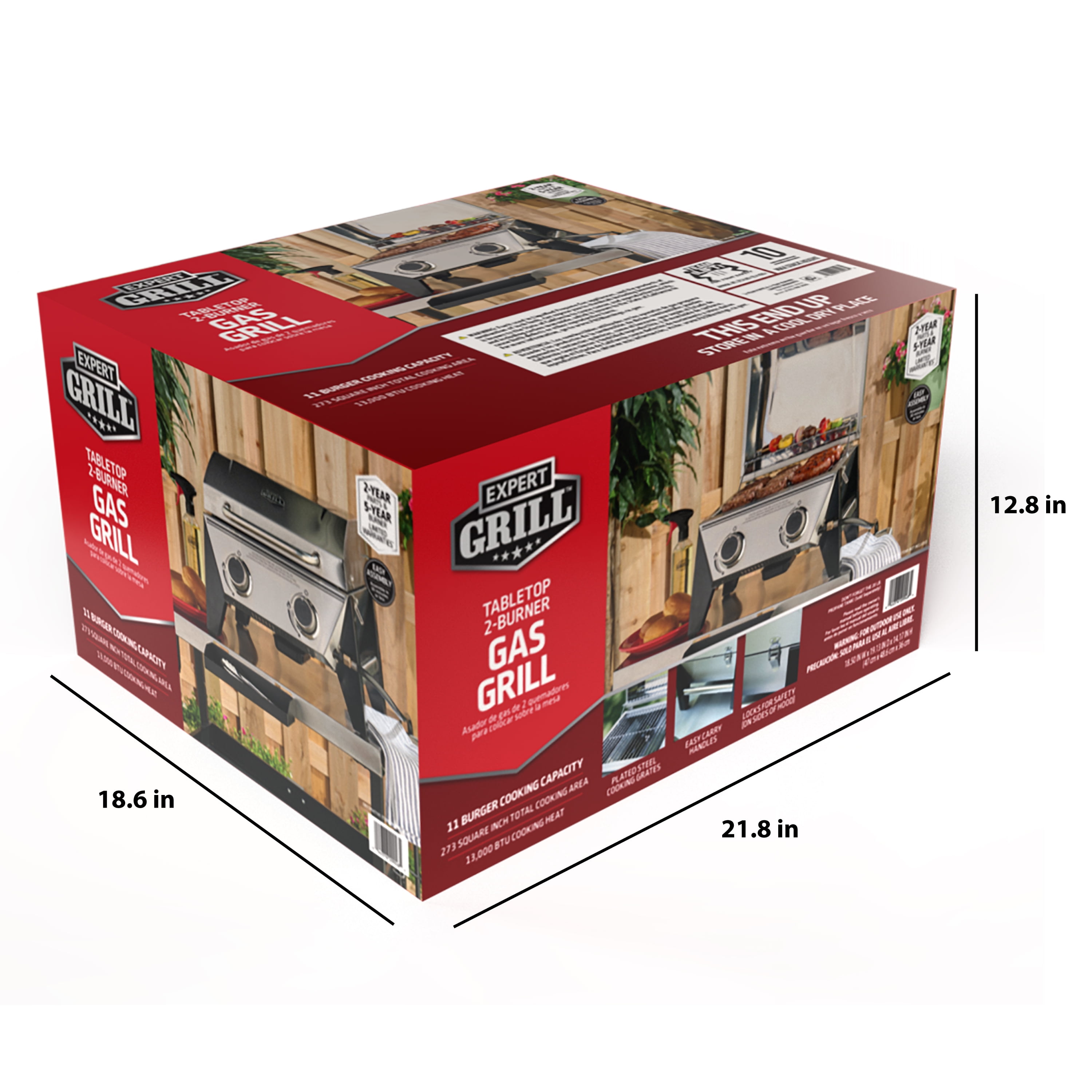 Expert Grill Stainless Steel 2-Burner Tabletop Gas Grill, 13,000 BTUs, 273 Sq. In. - Image 5