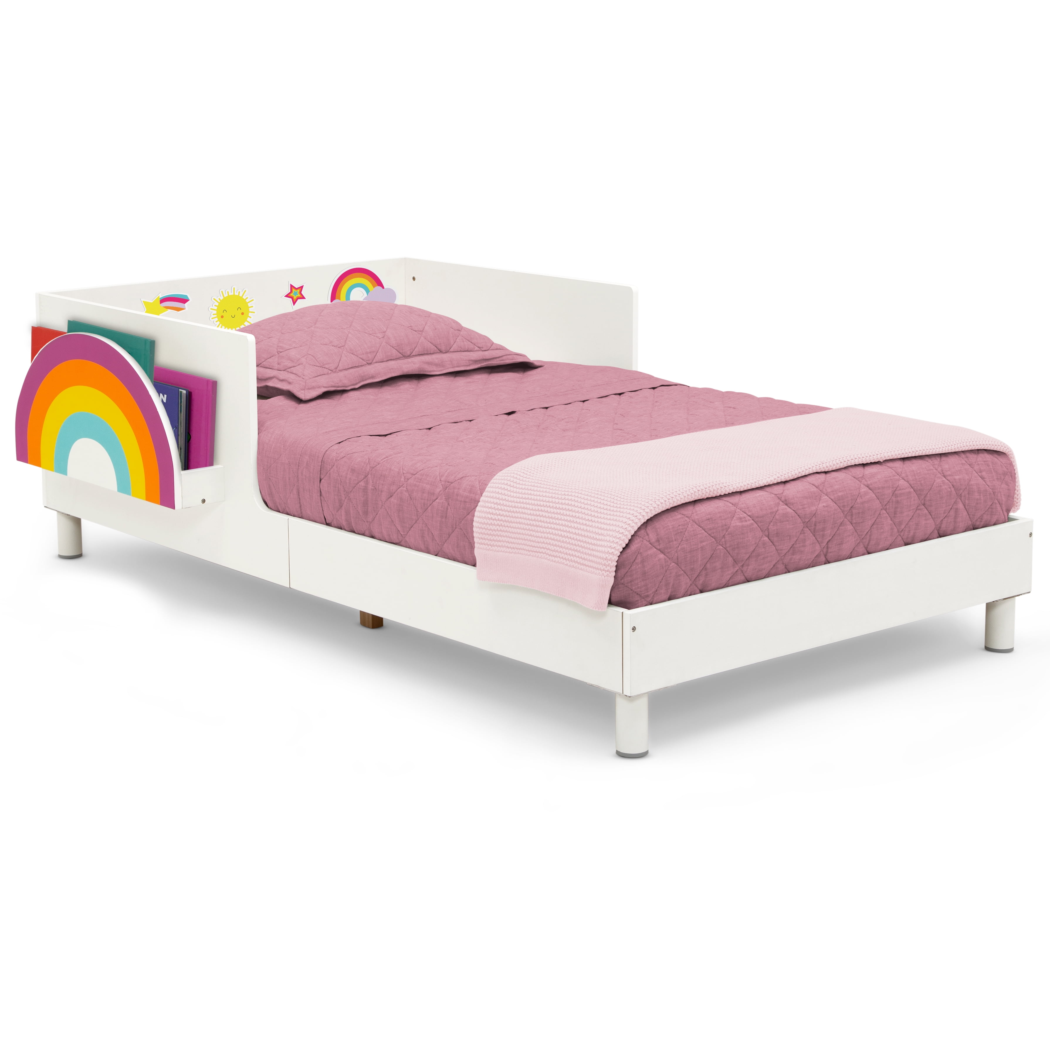 (3 pack) Delta Children Sleep N Store Toddler Bed with Interchangeable Shelf (Choose from Rainbow, Dinosaur or White Shelf), White - Image 8