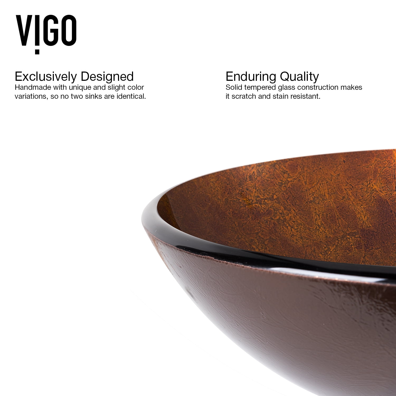 VIGO Giovanni Russet Brown Glass 17 in. L x 17 in. W x 6 in. H Round Vessel Bathroom Sink - Image 6