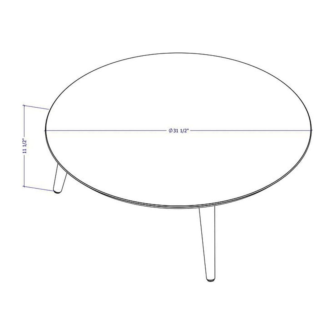 Manhattan Comfort Moore 31.50" Round Low Coffee Table in White - Image 2